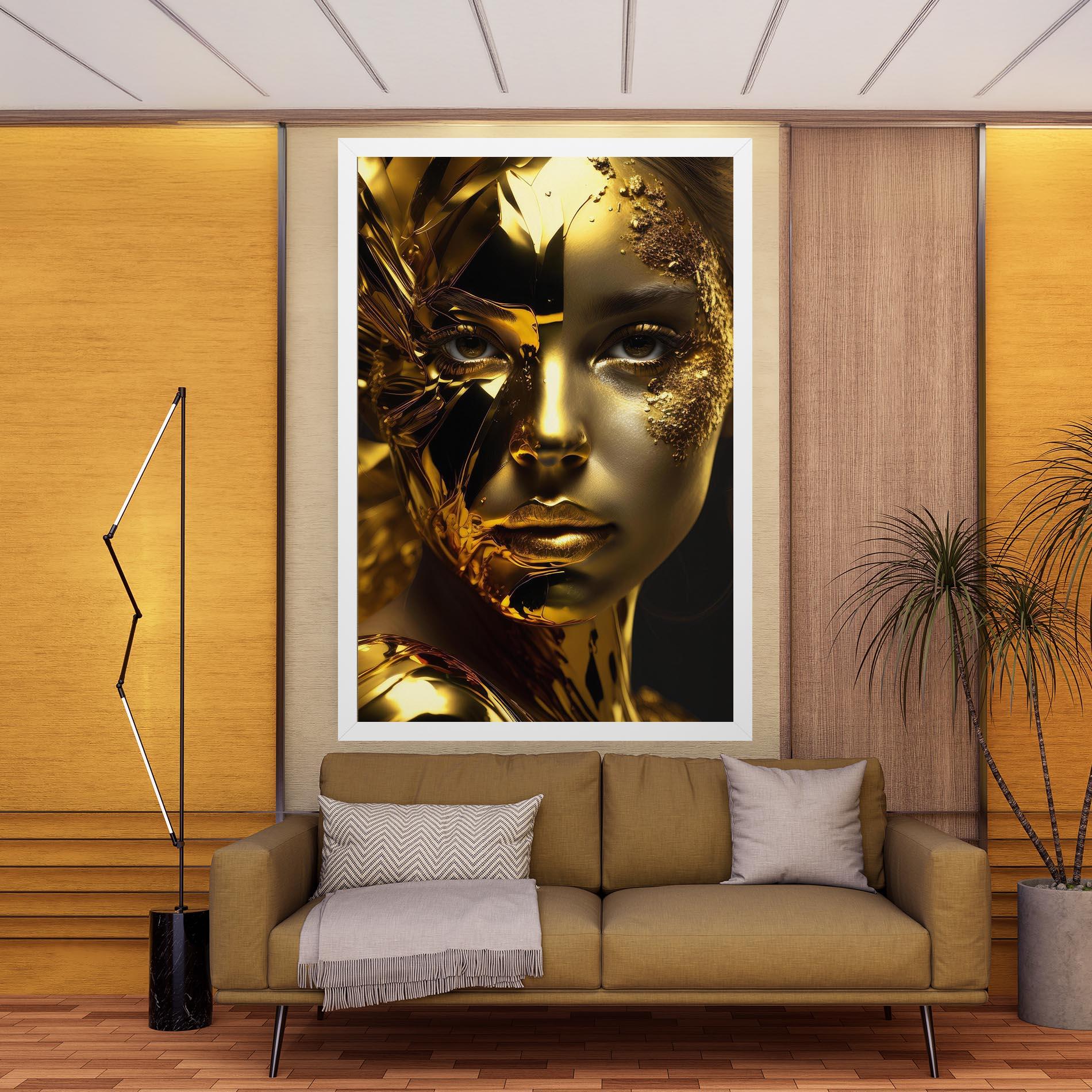 Leinwandbild Covered By Gold mockup 9