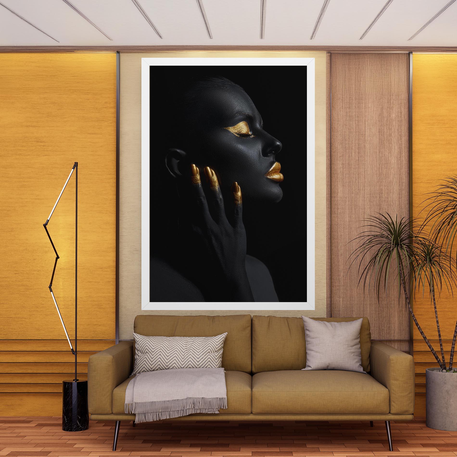 Leinwandbild Gold Black Paint mockup 9