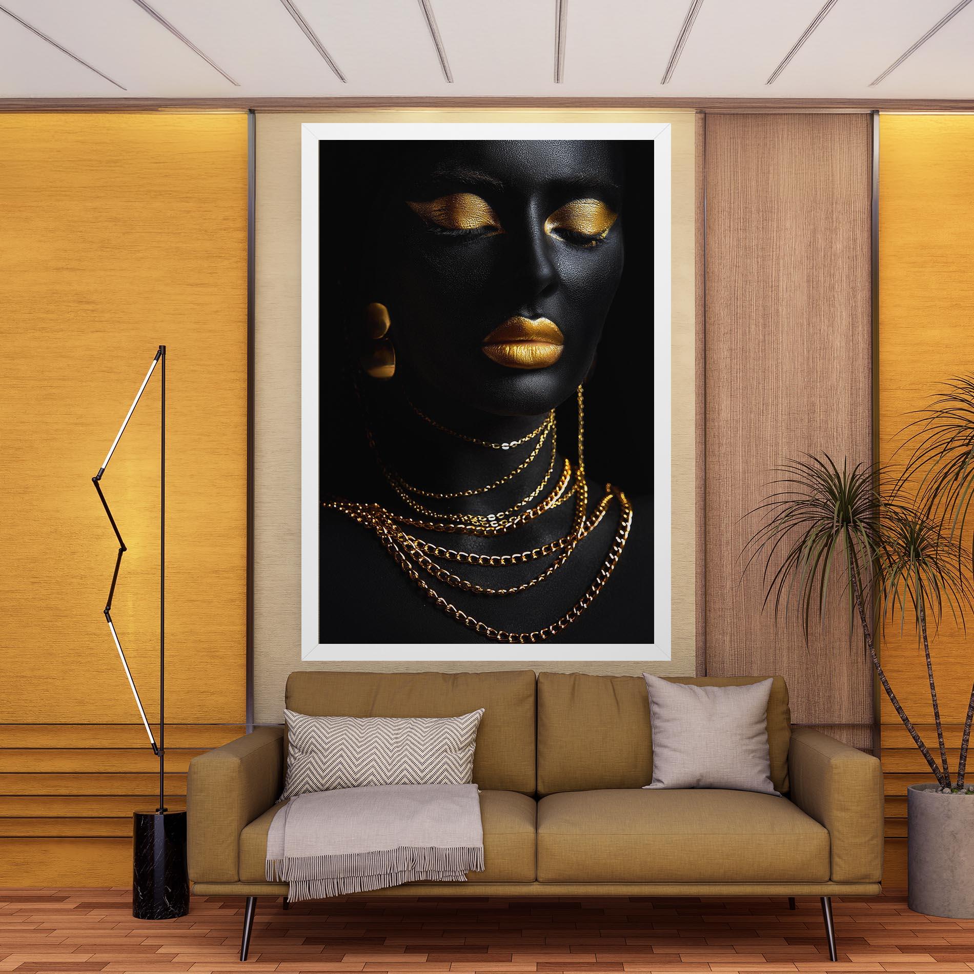 Leinwandbild Gold Makeup Lips mockup 9