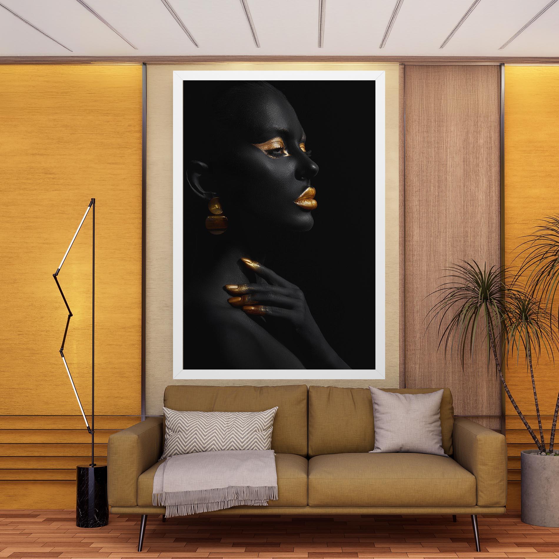 Leinwandbild Lips Gold Eyelids mockup 9