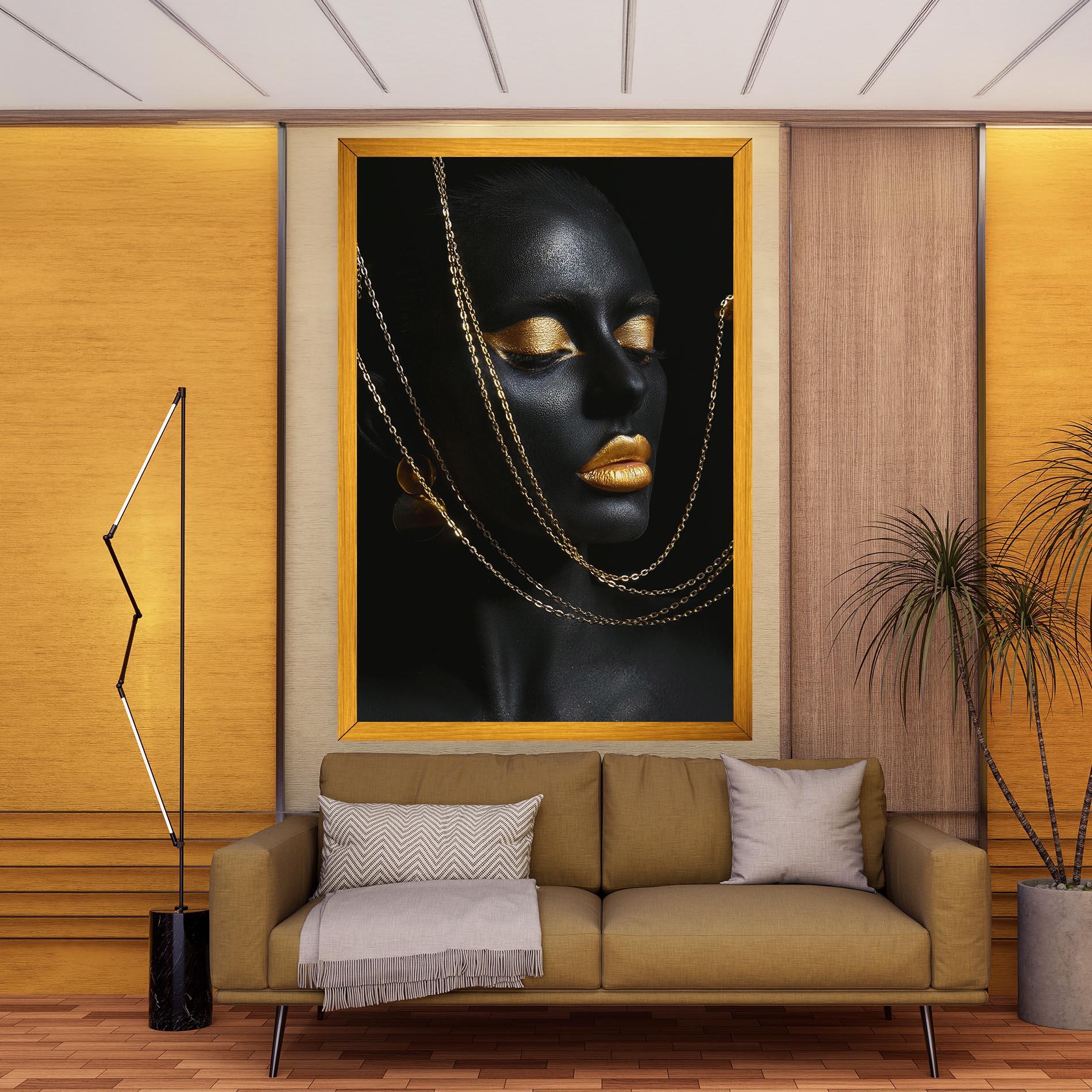 Leinwandbild Chain Gold Lips mockup 9