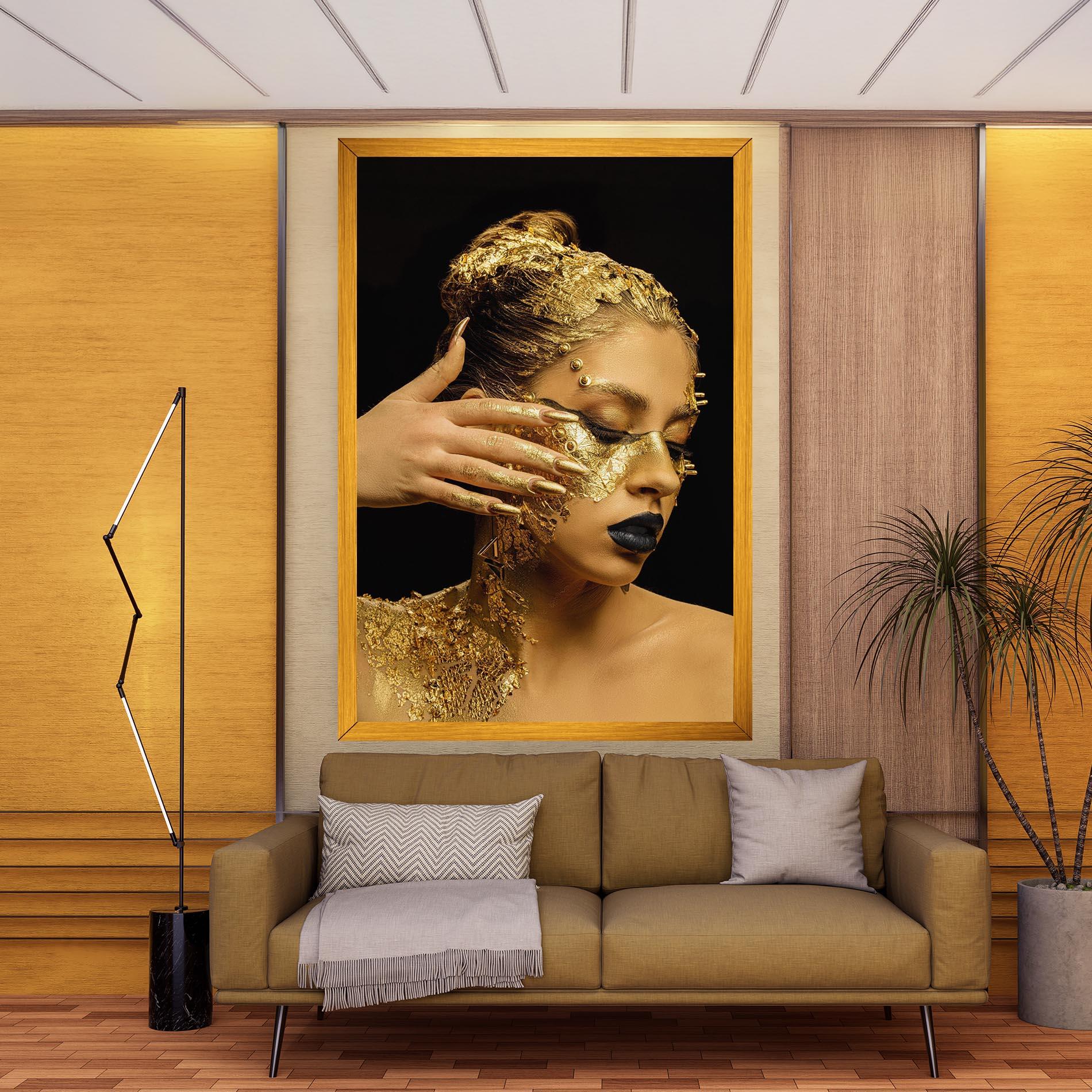 Leinwandbild Festive Golden Makeup mockup 9