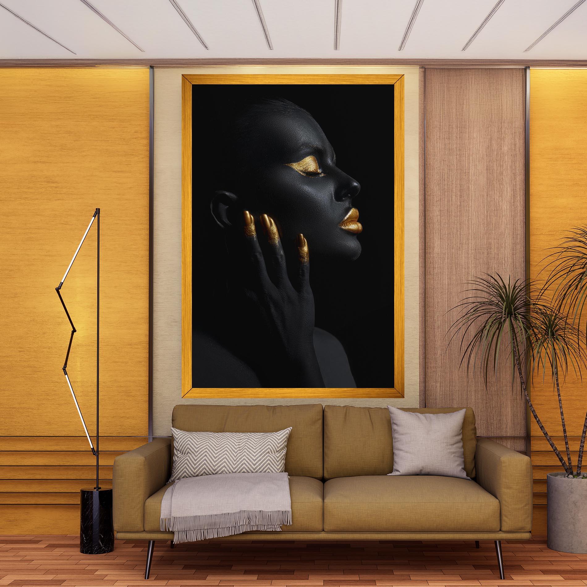 Leinwandbild Gold Black Paint mockup 9