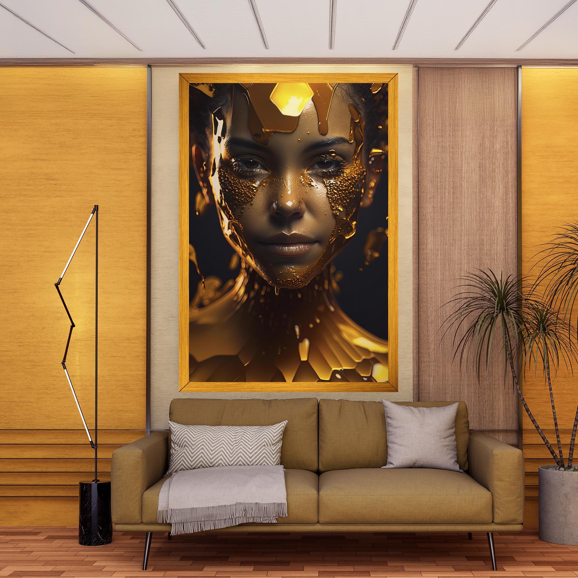 Leinwandbild Gold Honeycomb Girl mockup 9