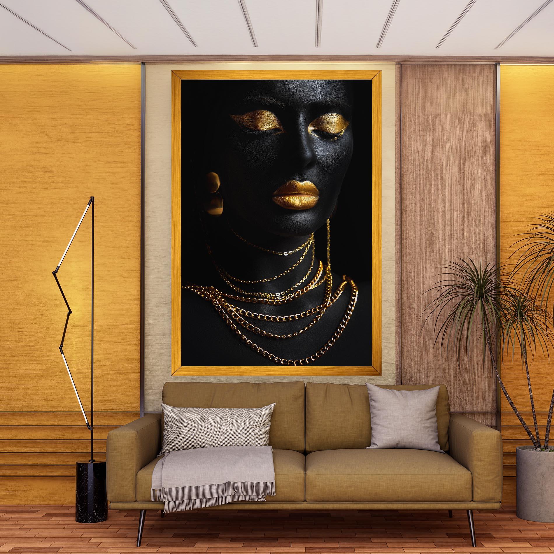 Leinwandbild Gold Makeup Lips mockup 9