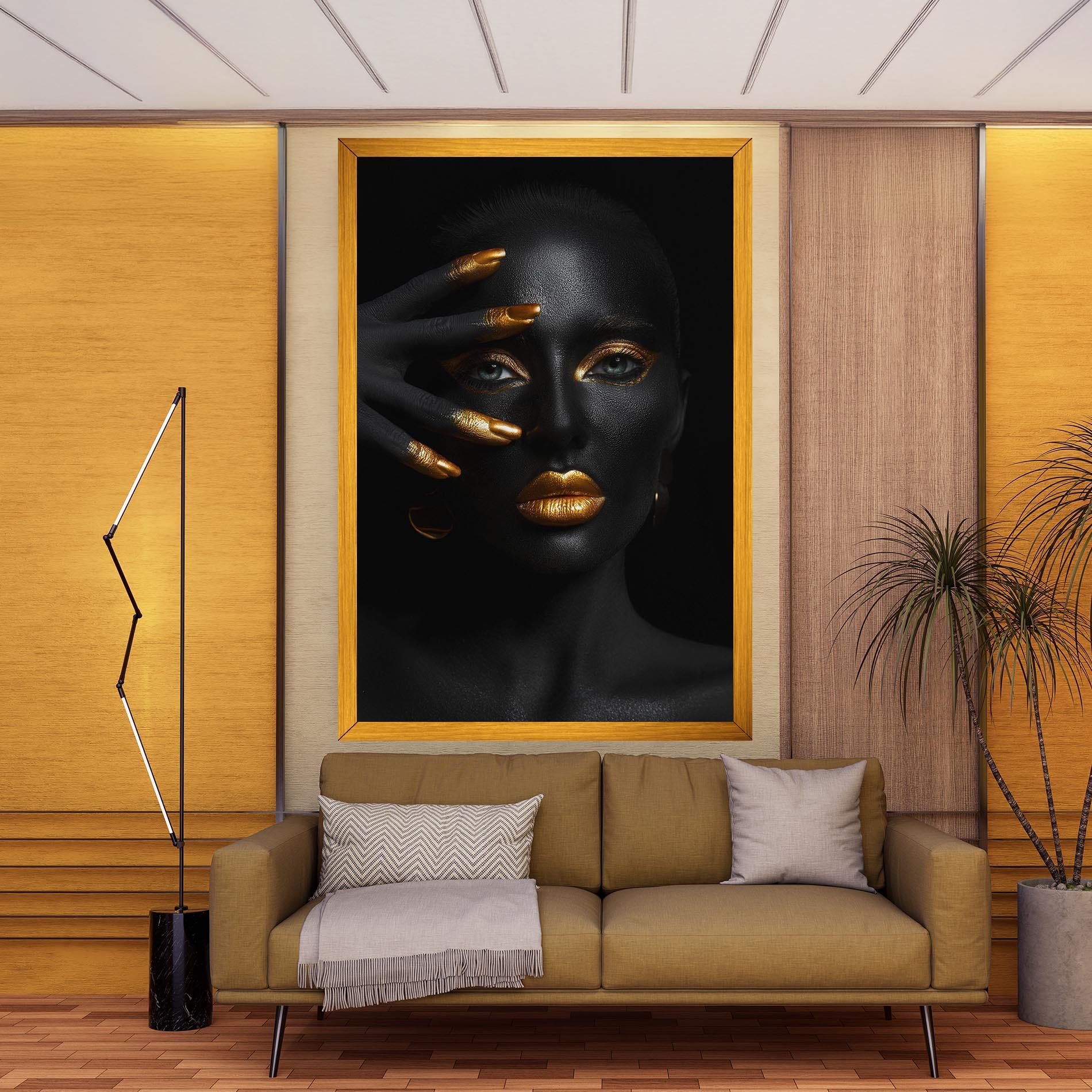 Leinwandbild Gold Makeup Nails mockup 9