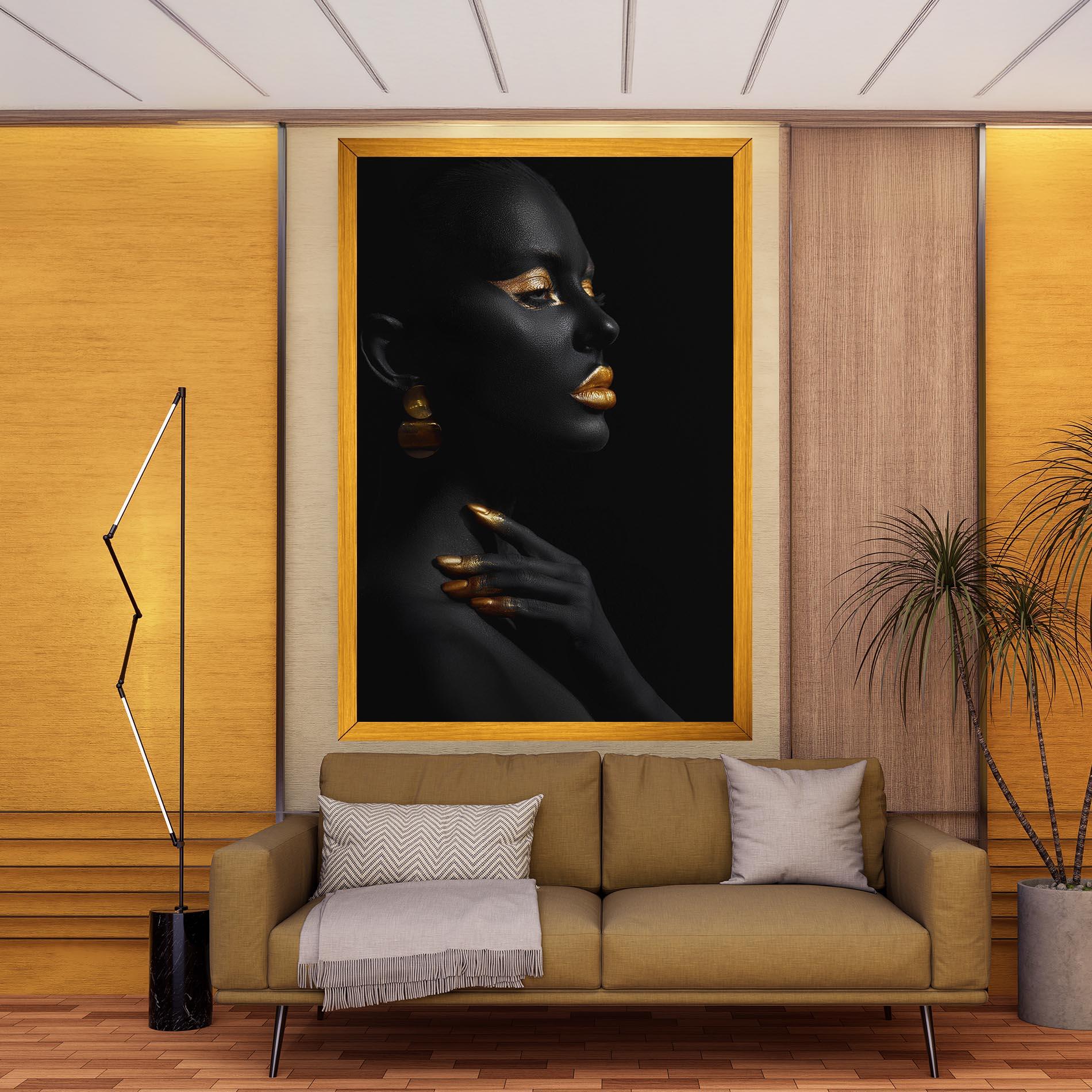 Leinwandbild Lips Gold Eyelids mockup 9