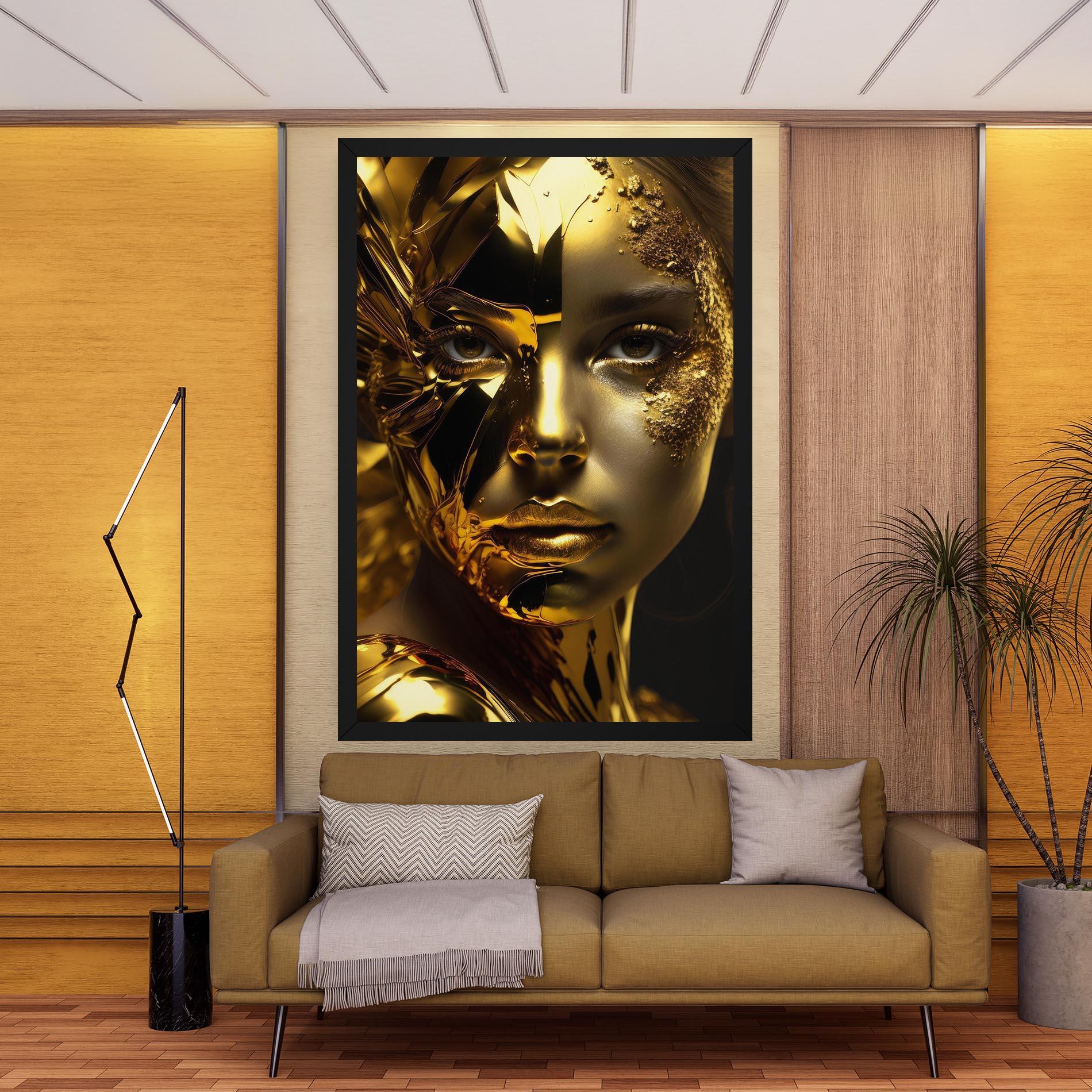 Leinwandbild Covered By Gold mockup 9
