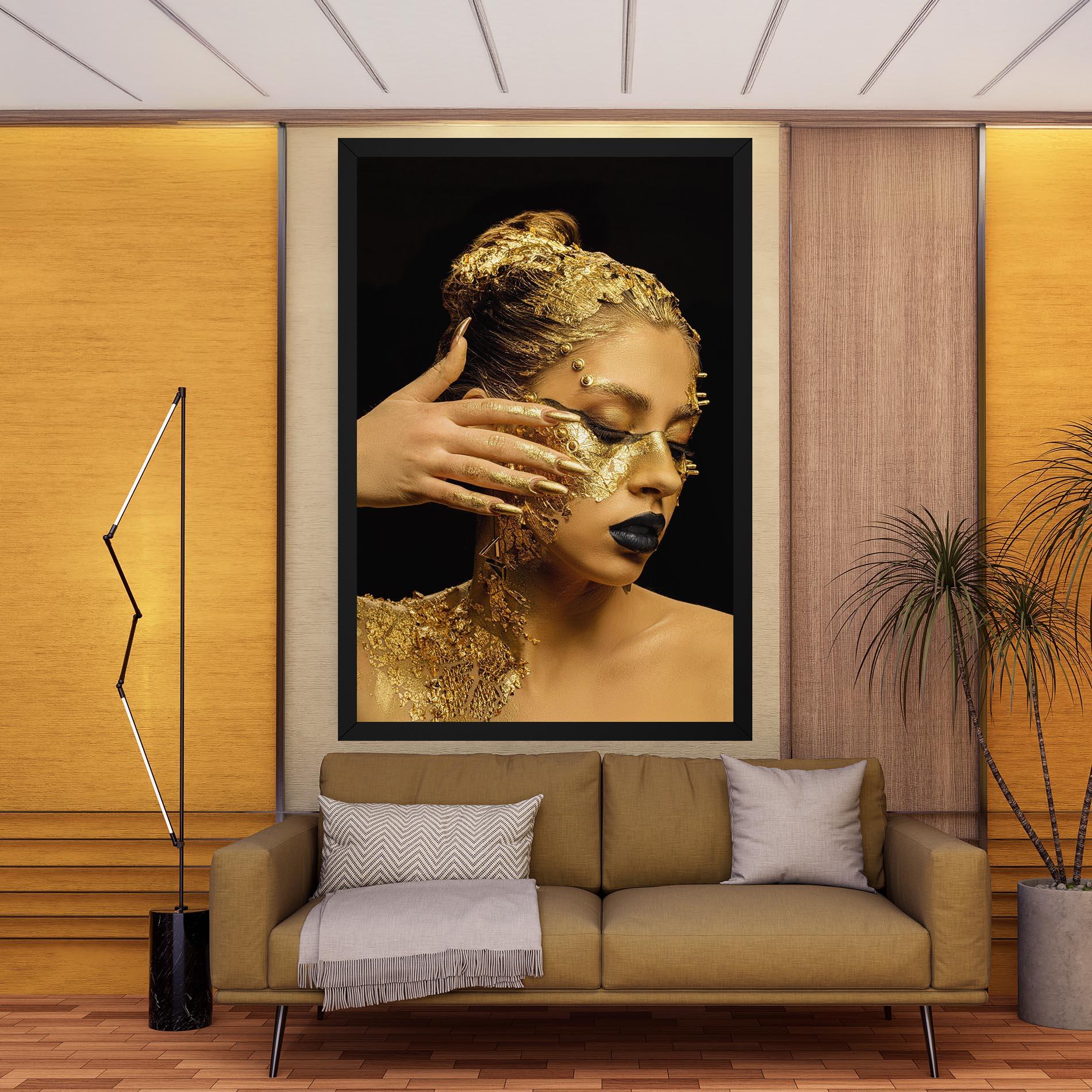 Leinwandbild Festive Golden Makeup mockup 9