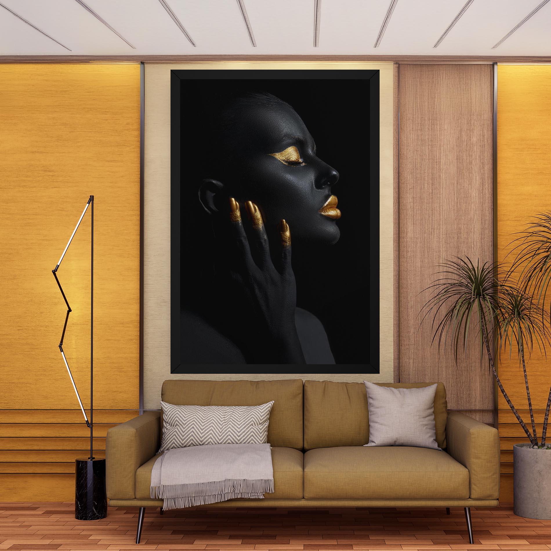 Leinwandbild Gold Black Paint mockup 9