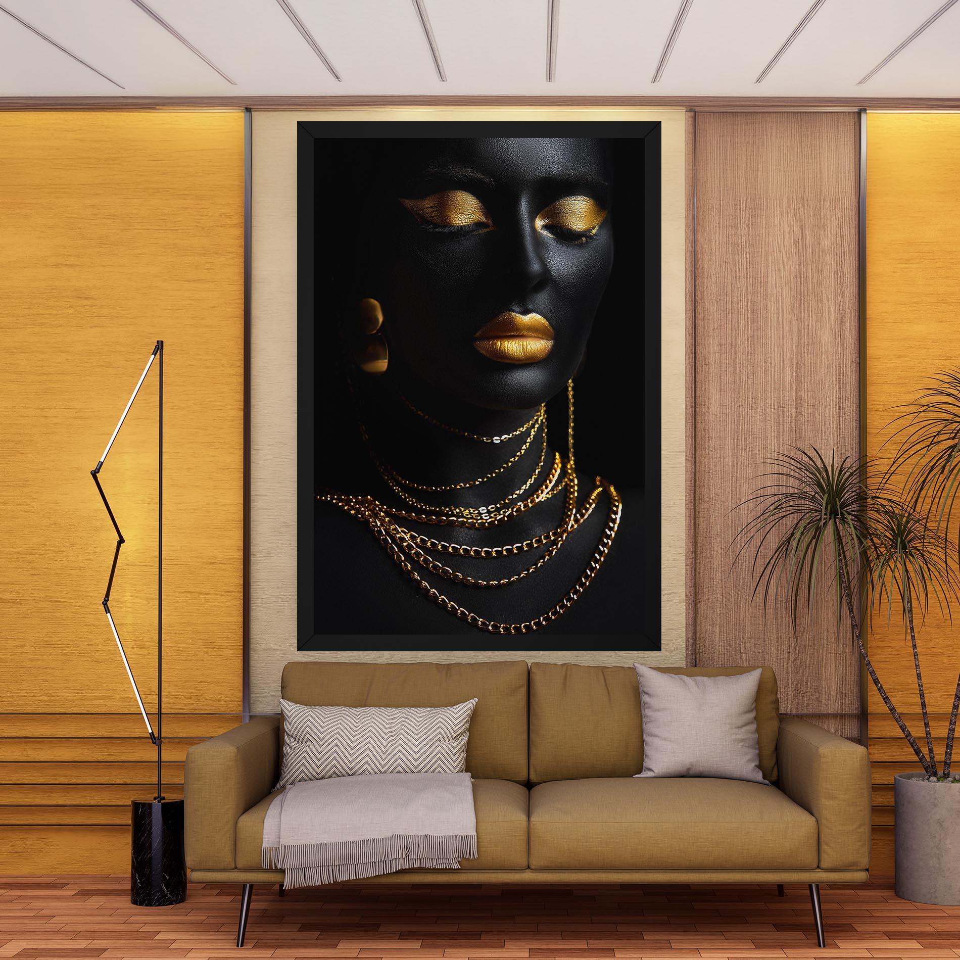 Leinwandbild Gold Makeup Lips mockup 9