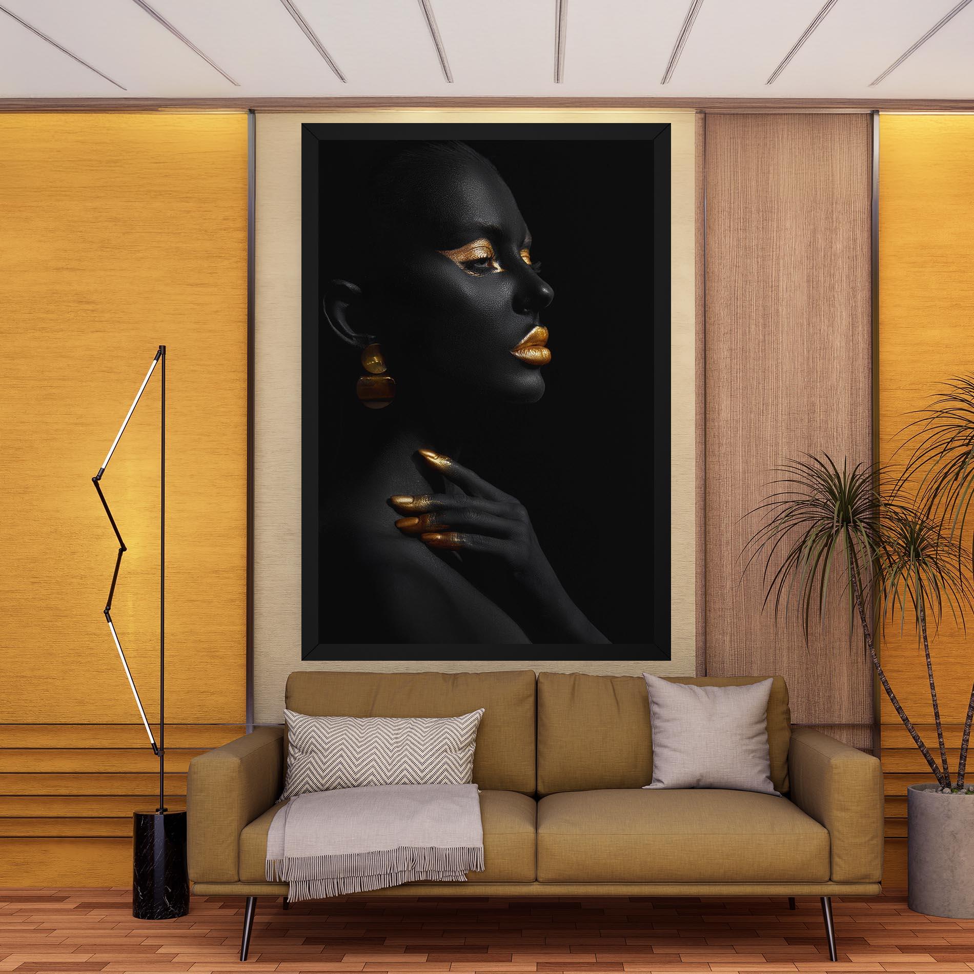 Leinwandbild Lips Gold Eyelids mockup 9