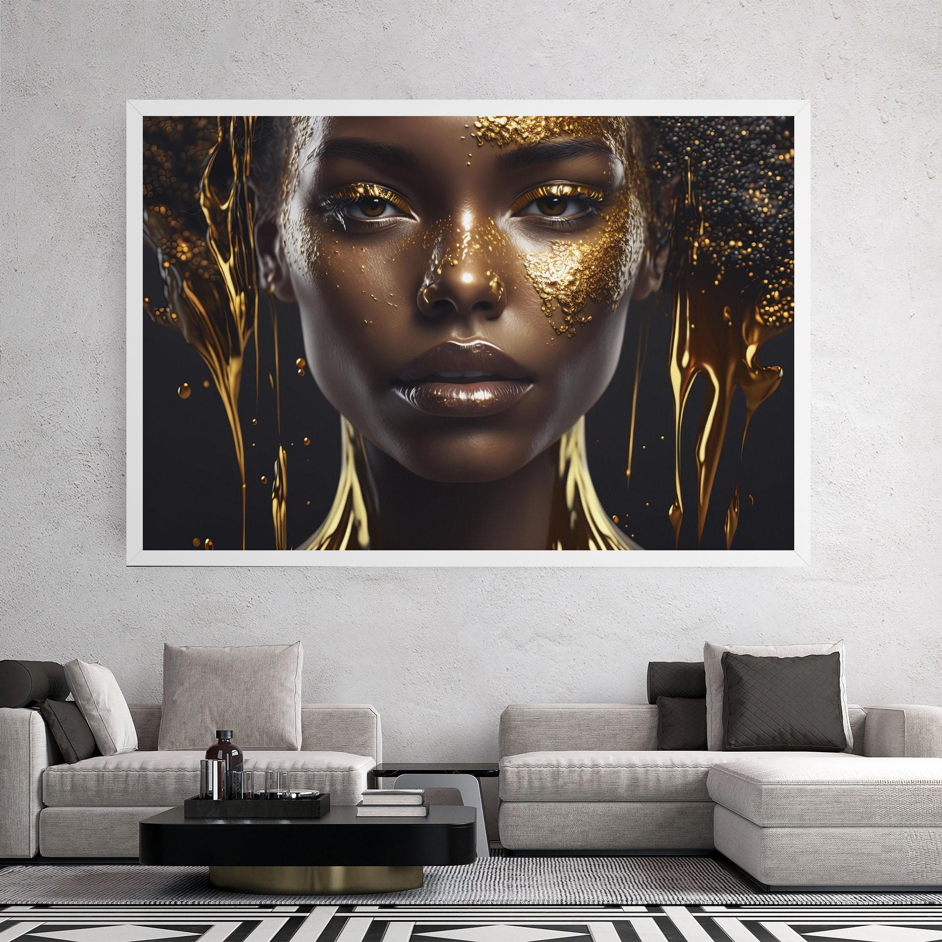 Leinwandbild Gold Portrait Falling mockup 2