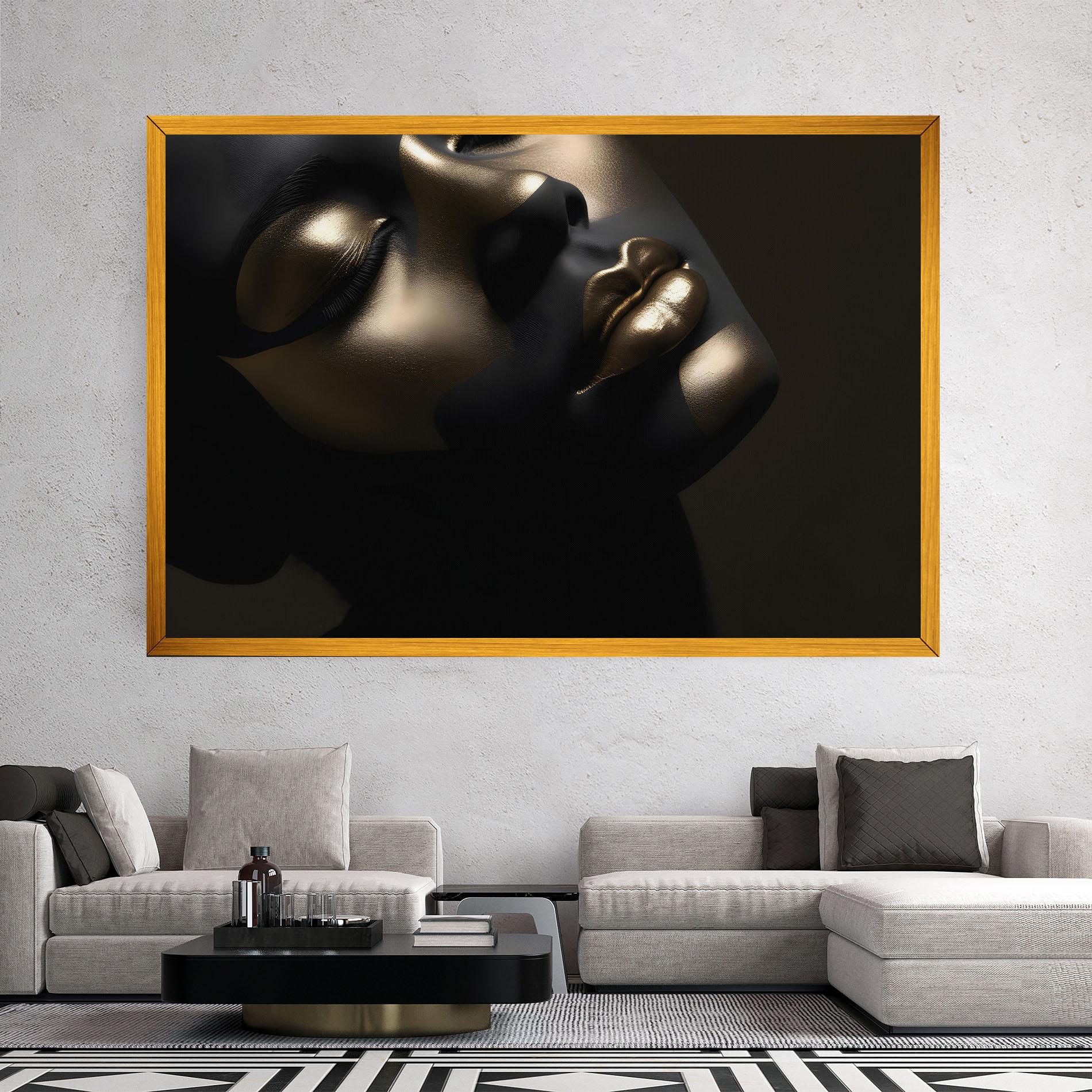 Leinwandbild Dark Gold Face mockup 2