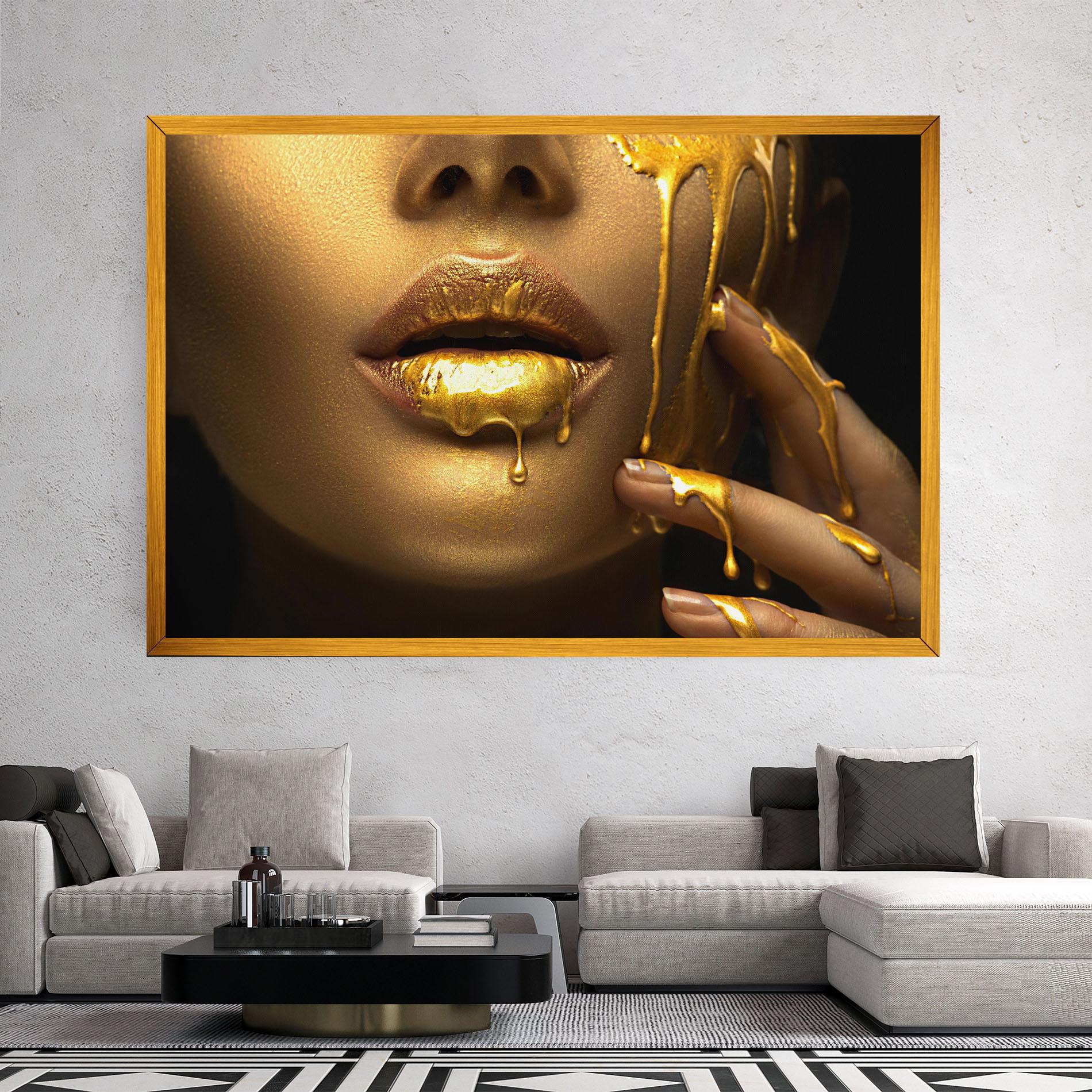Leinwandbild Golden Lips mockup 2