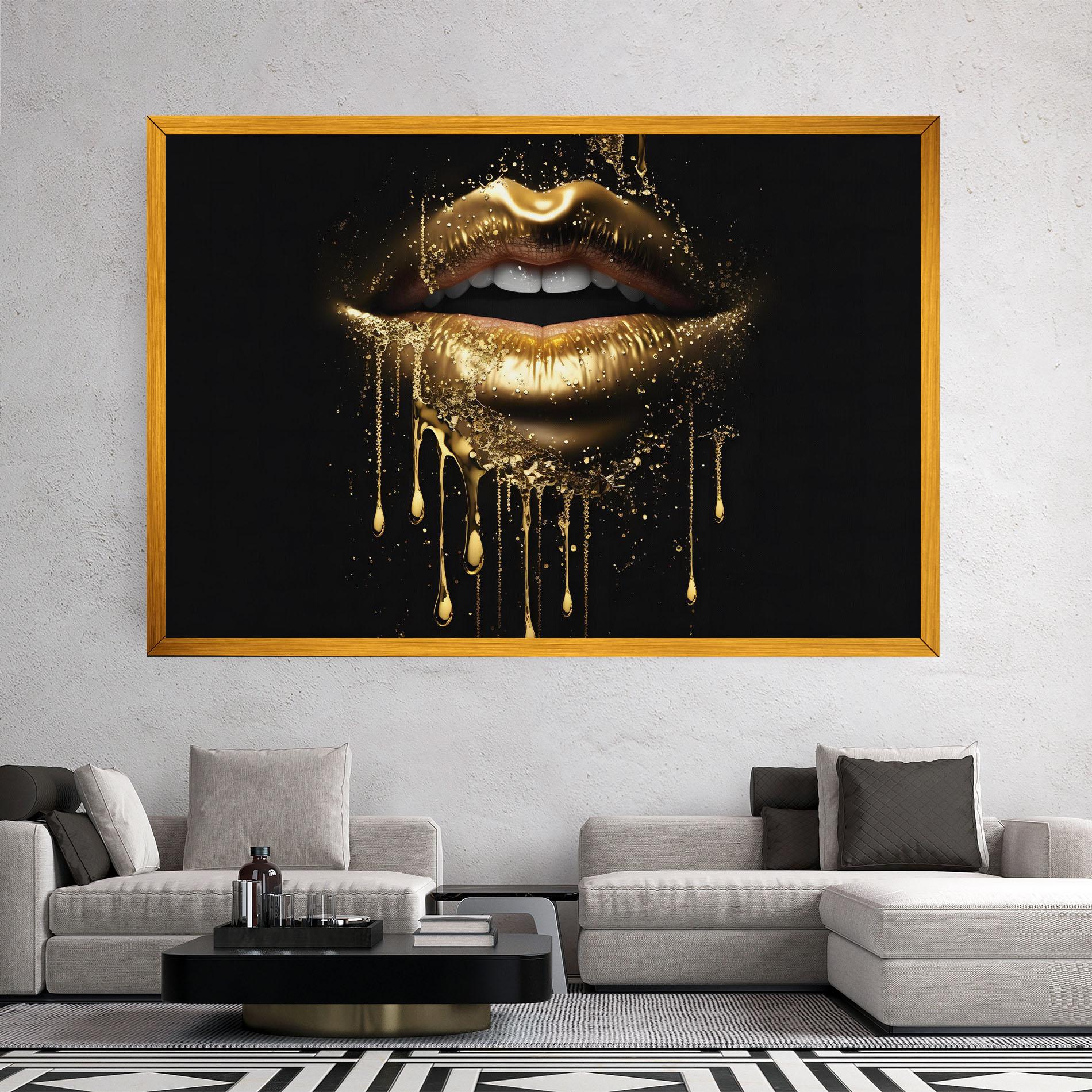 Leinwandbild Golden Luxury Lips mockup 2