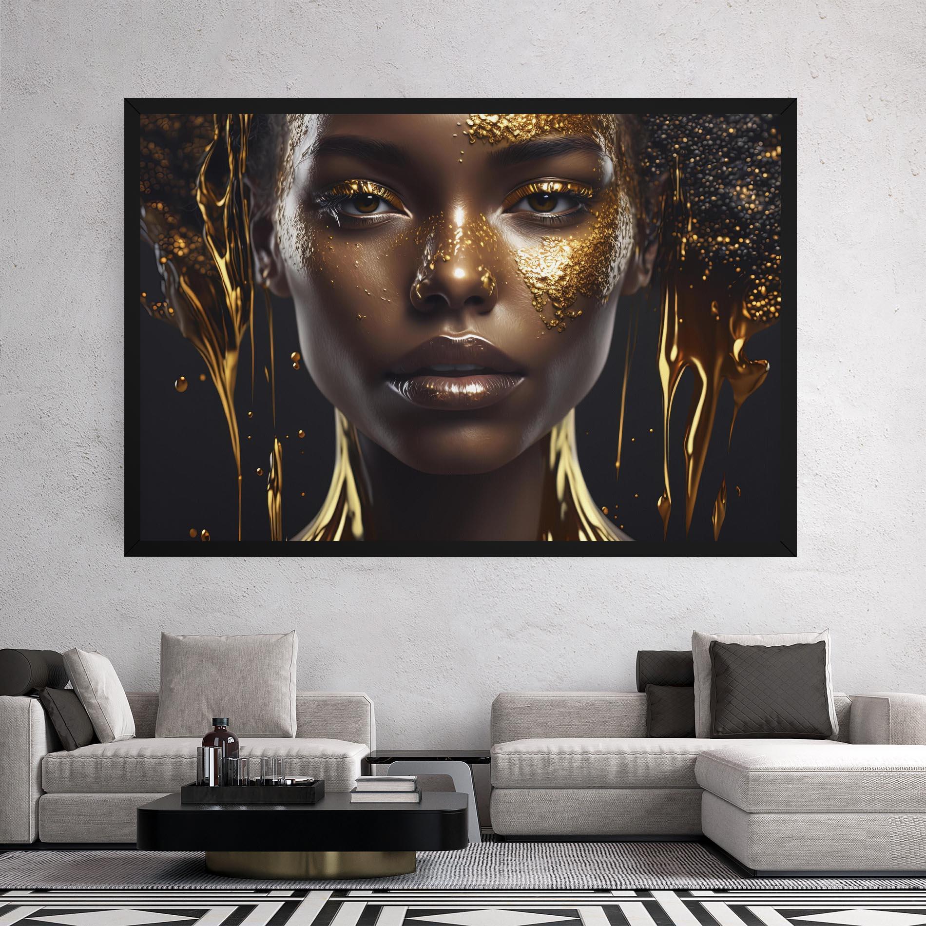 Leinwandbild Gold Portrait Falling mockup 2