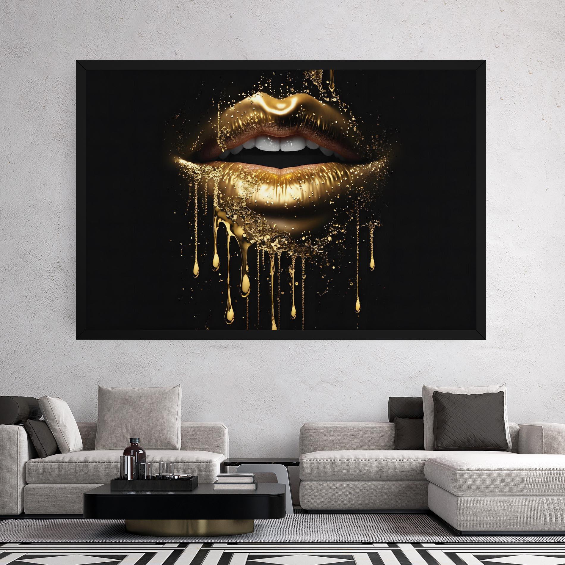 Leinwandbild Golden Luxury Lips mockup 2