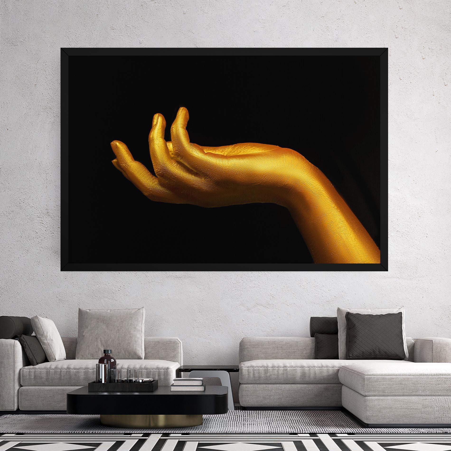 Leinwandbild Strong Gold Hand mockup 2