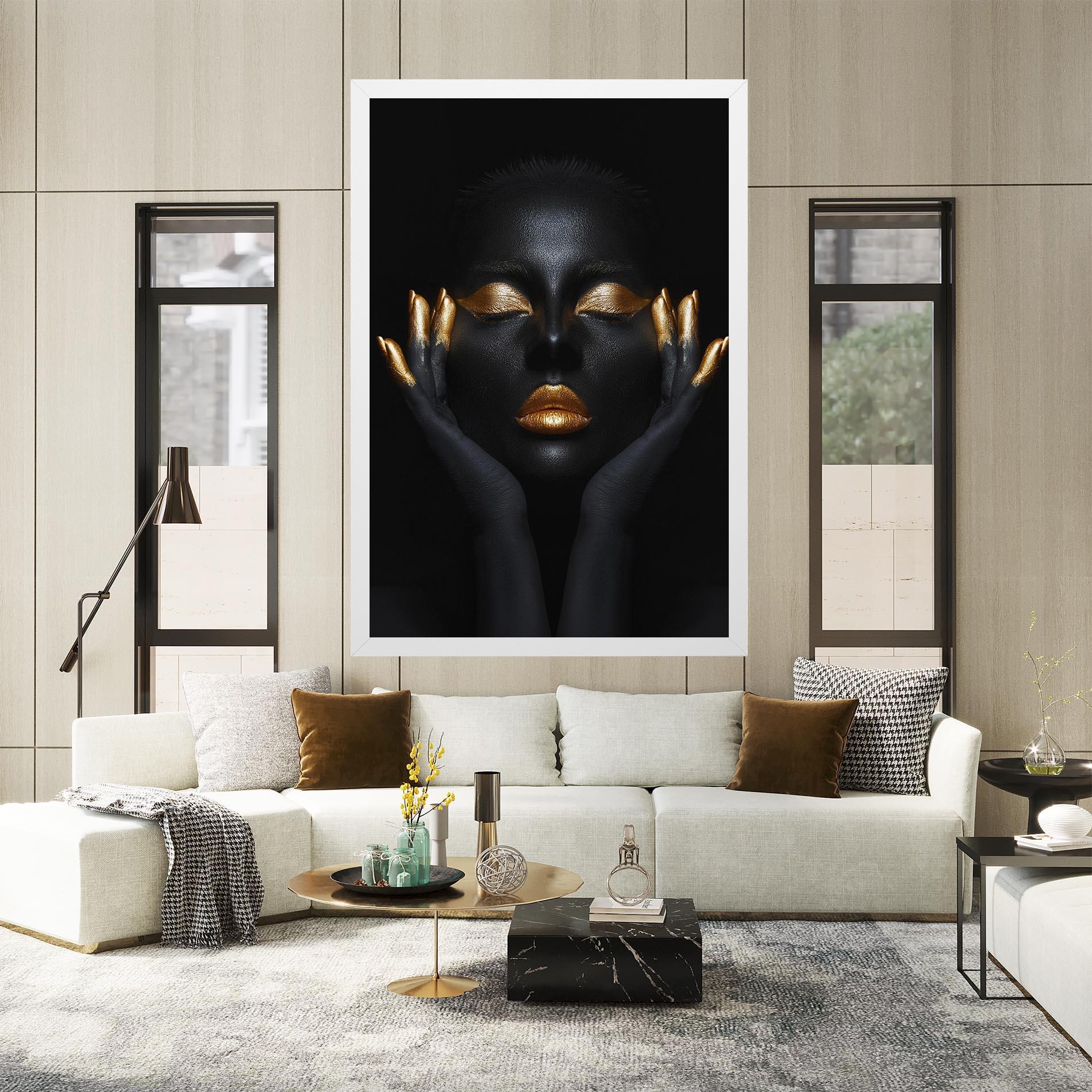 Leinwandbild Fingertips Gold Makeup mockup 2