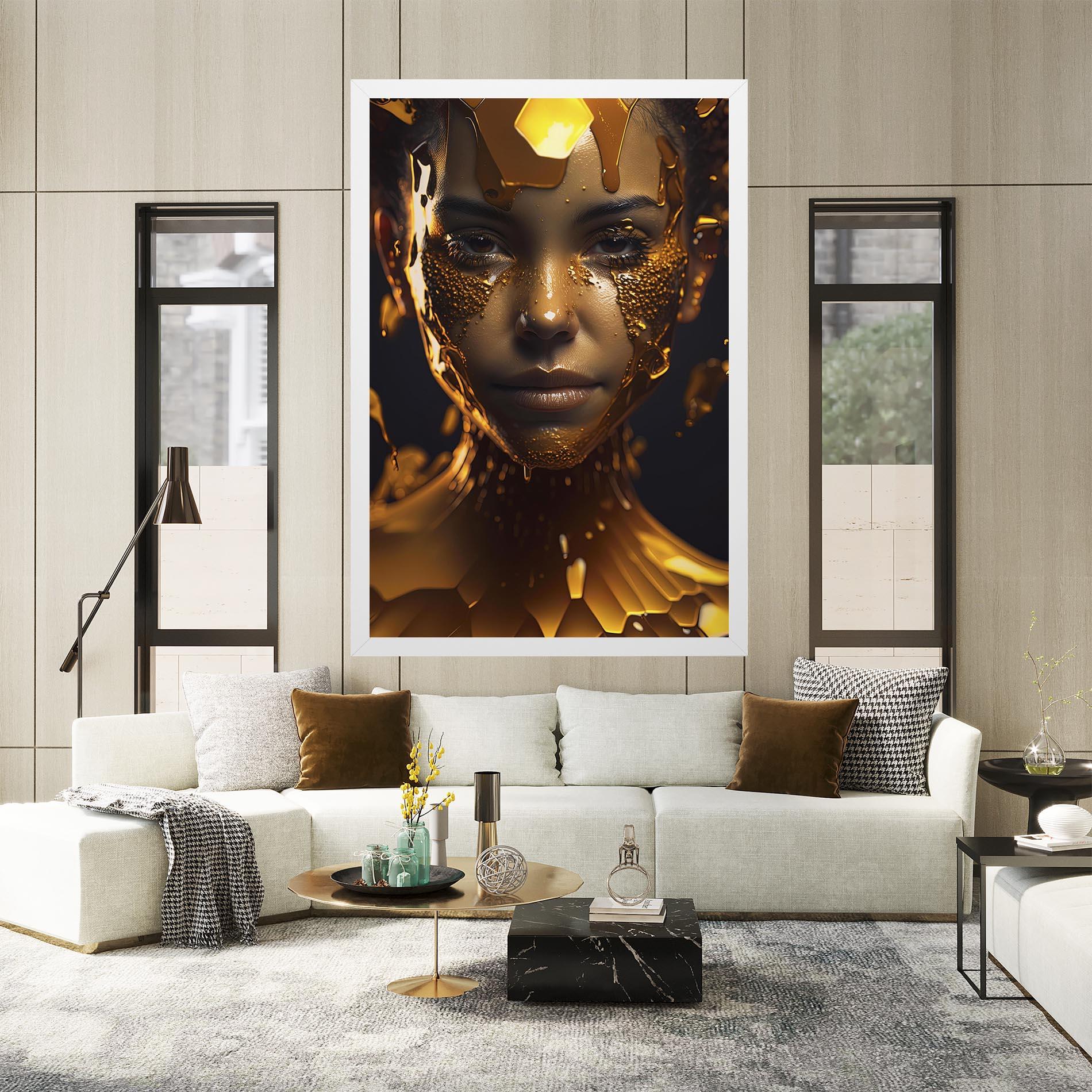 Leinwandbild Gold Honeycomb Girl mockup 2