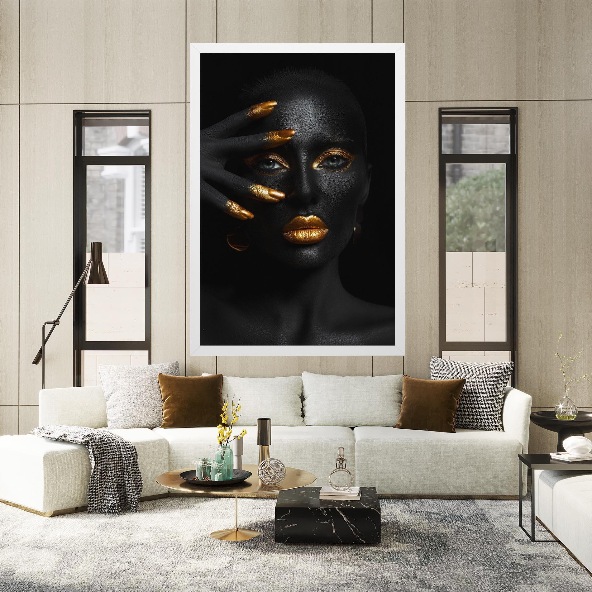 Leinwandbild Gold Makeup Nails mockup 2