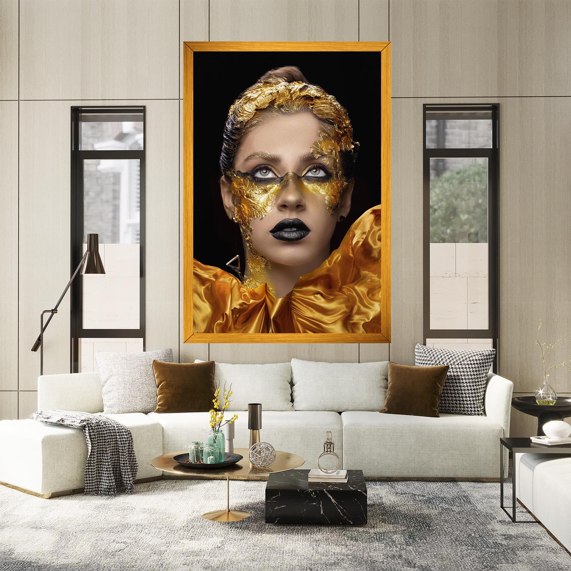 Leinwandbild Glamorous Gold Outfit mockup 2