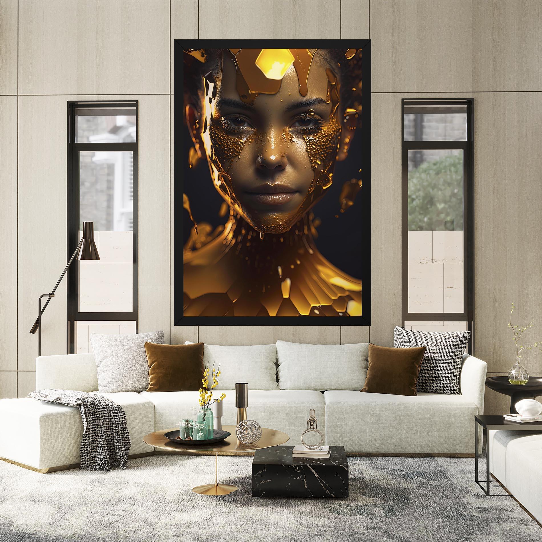 Leinwandbild Gold Honeycomb Girl mockup 2