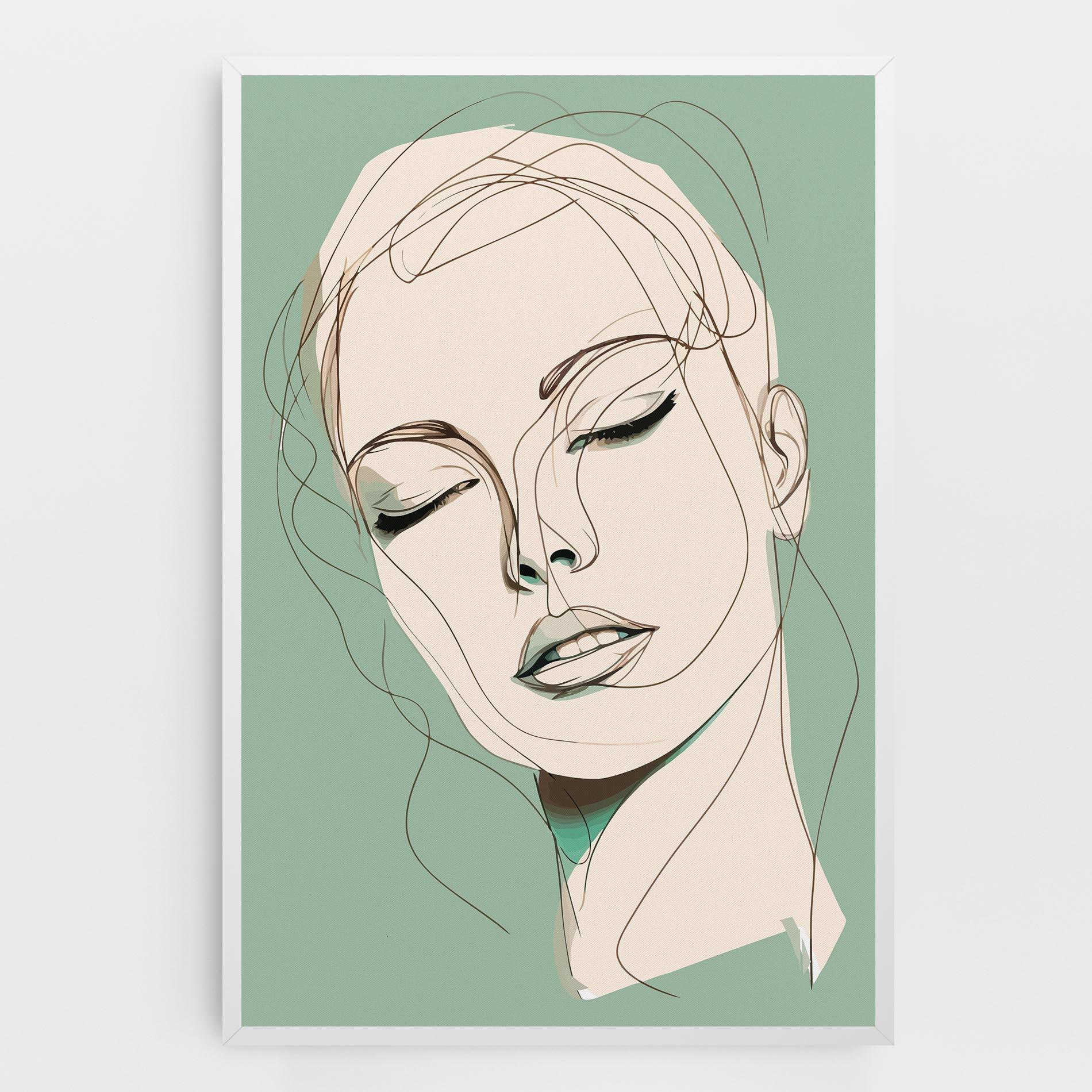 Leinwandbild Green White Face mockup 0