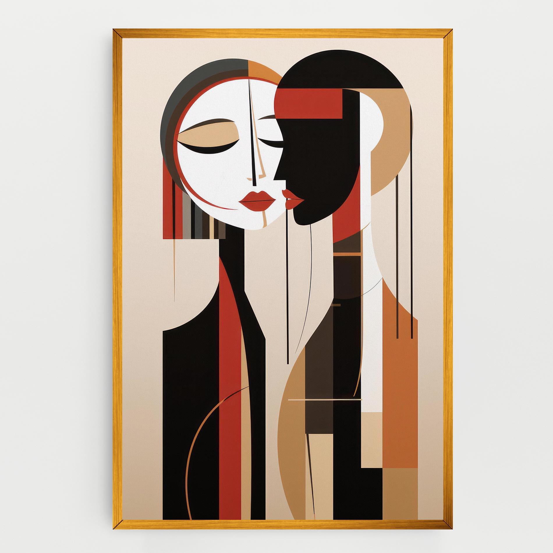 Leinwandbild Abstract Couple Kissing mockup 0