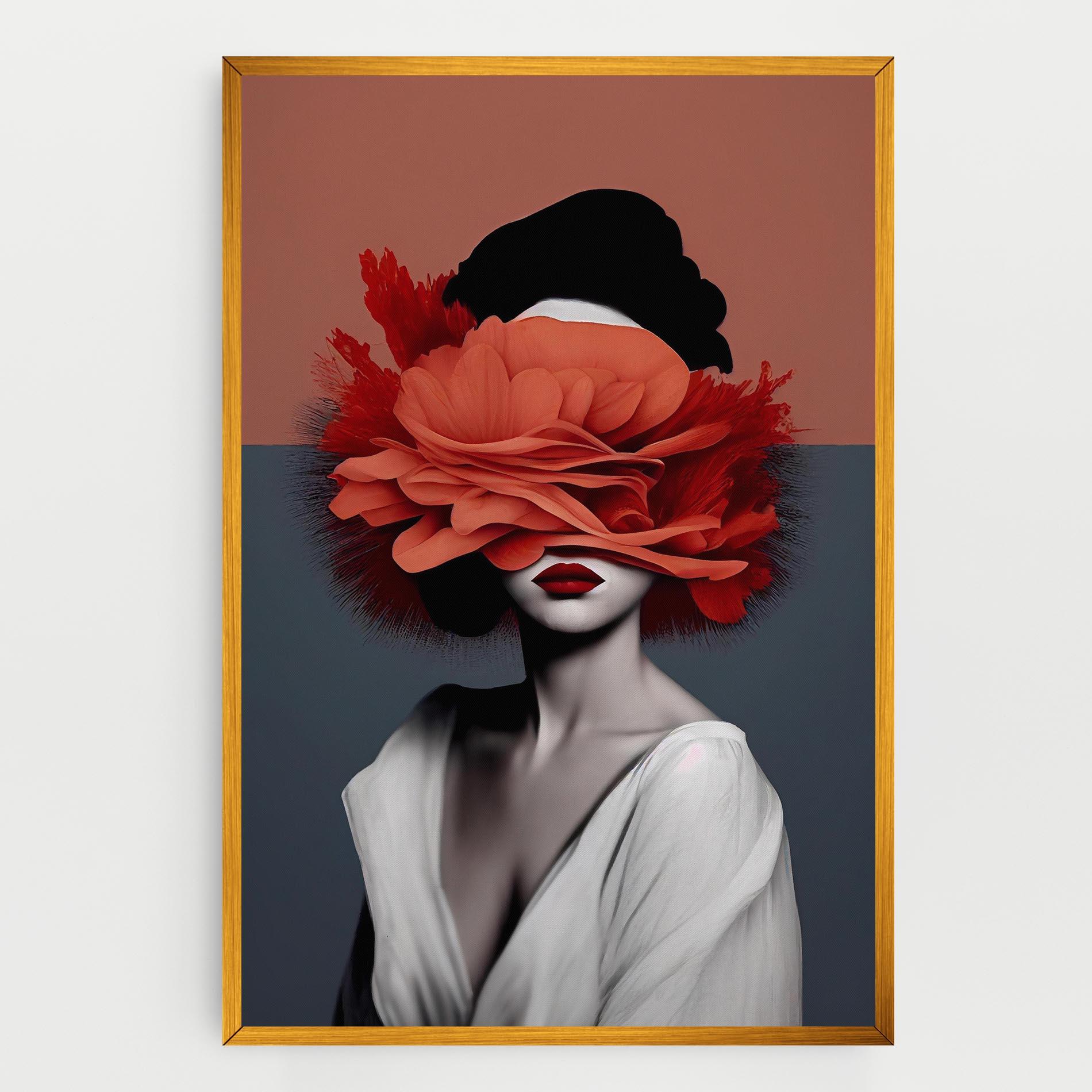 Leinwandbild Red Flower Woman mockup 0