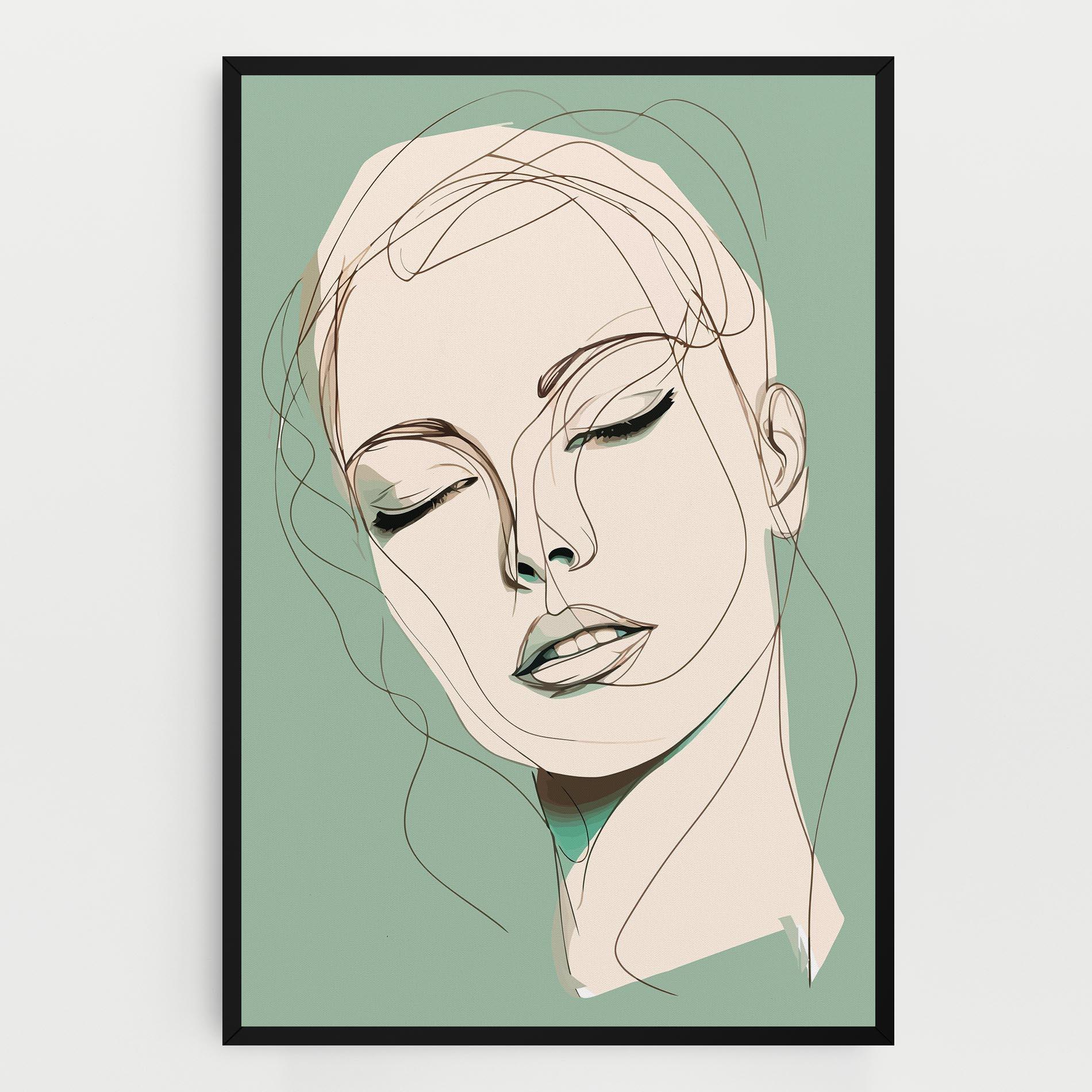 Leinwandbild Green White Face mockup 0