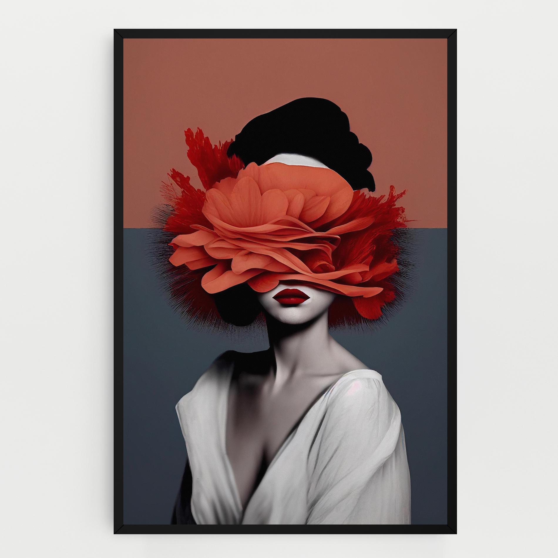 Leinwandbild Red Flower Woman mockup 0