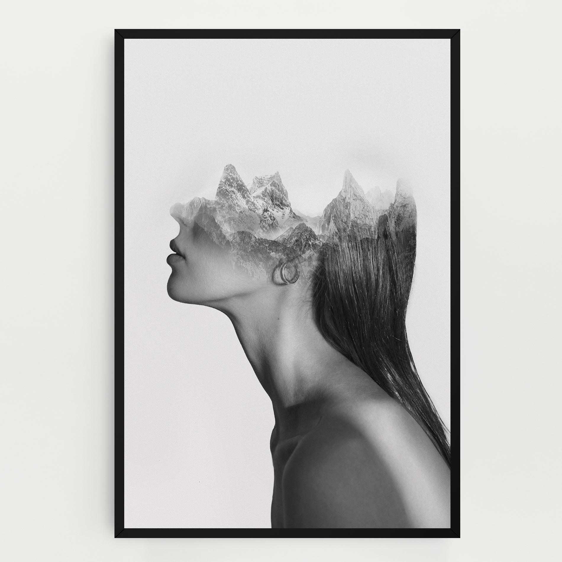 Leinwandbild Woman Mountains View mockup 0