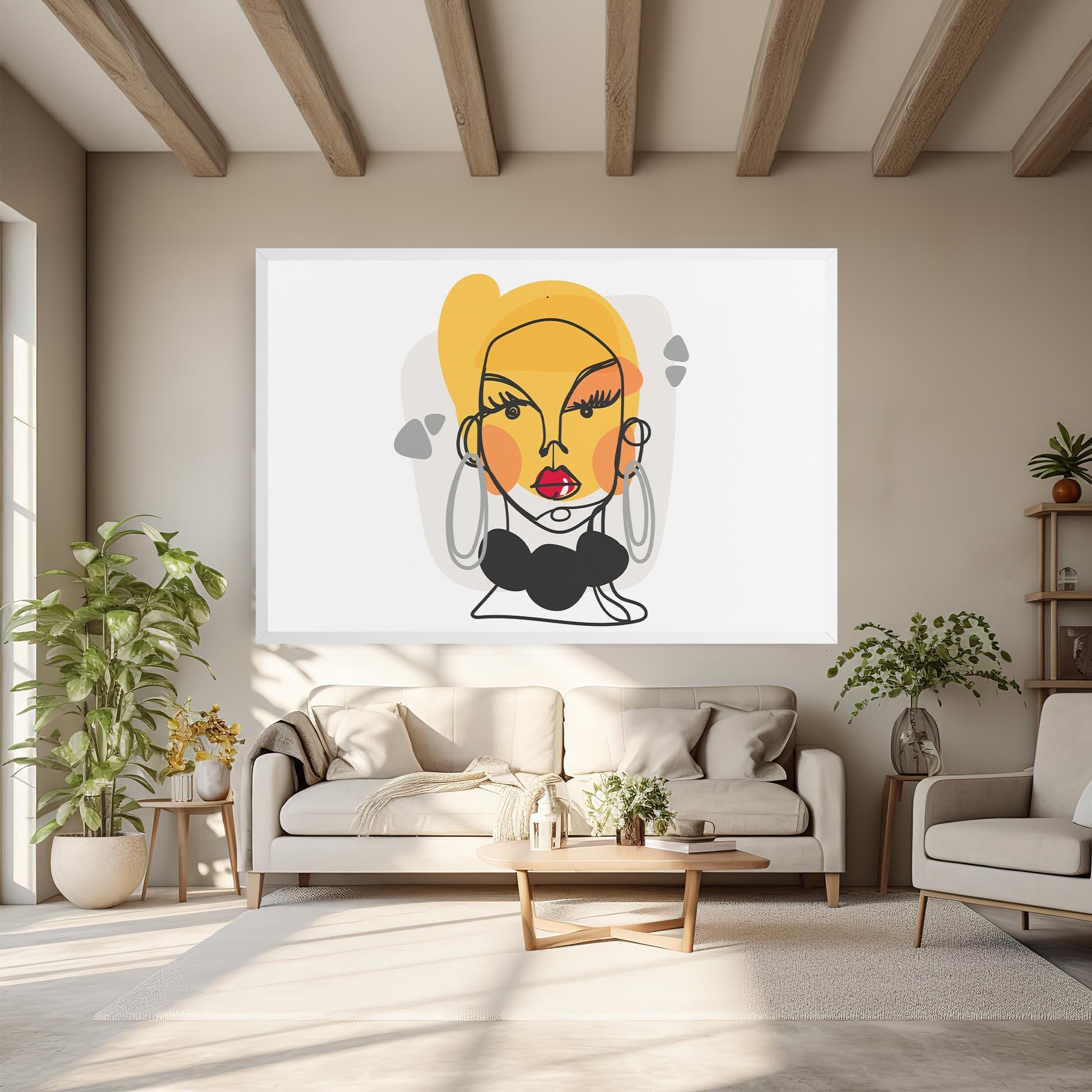 Leinwandbild Abstract Blonde Face mockup 6