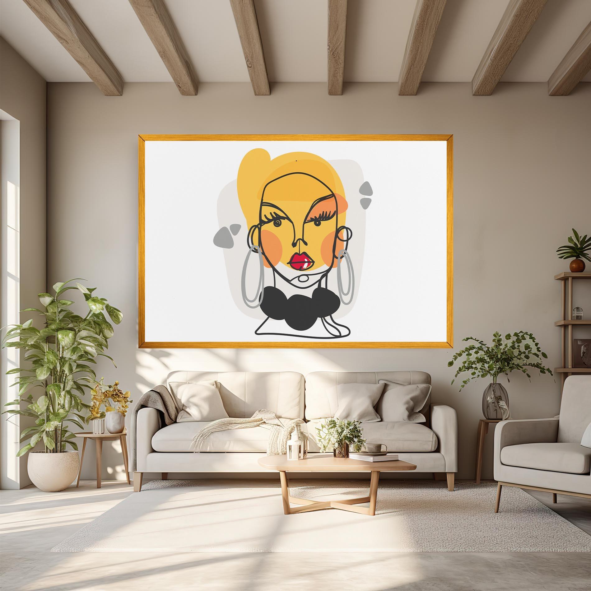 Leinwandbild Abstract Blonde Face mockup 6