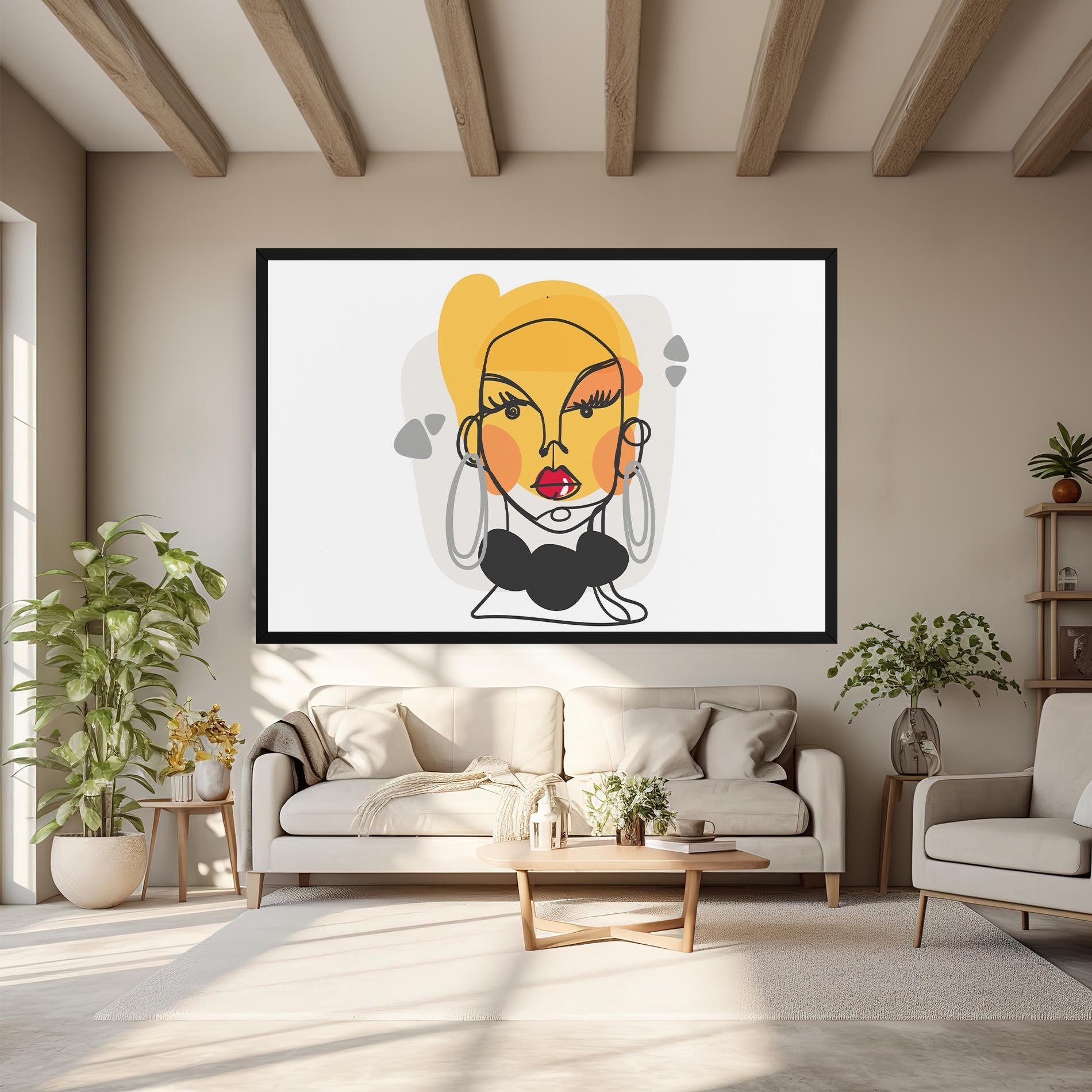 Leinwandbild Abstract Blonde Face mockup 6