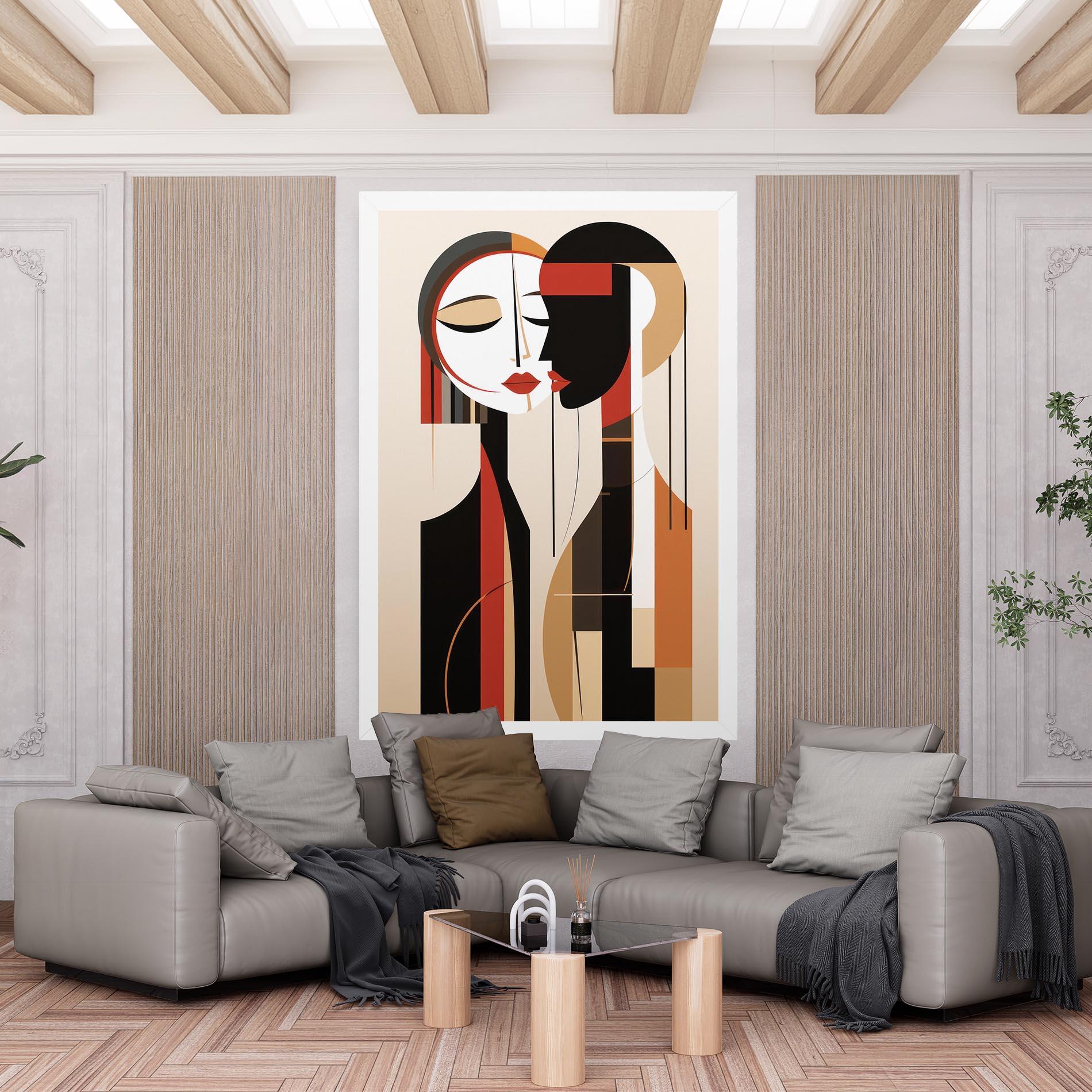Leinwandbild Abstract Couple Kissing mockup 6