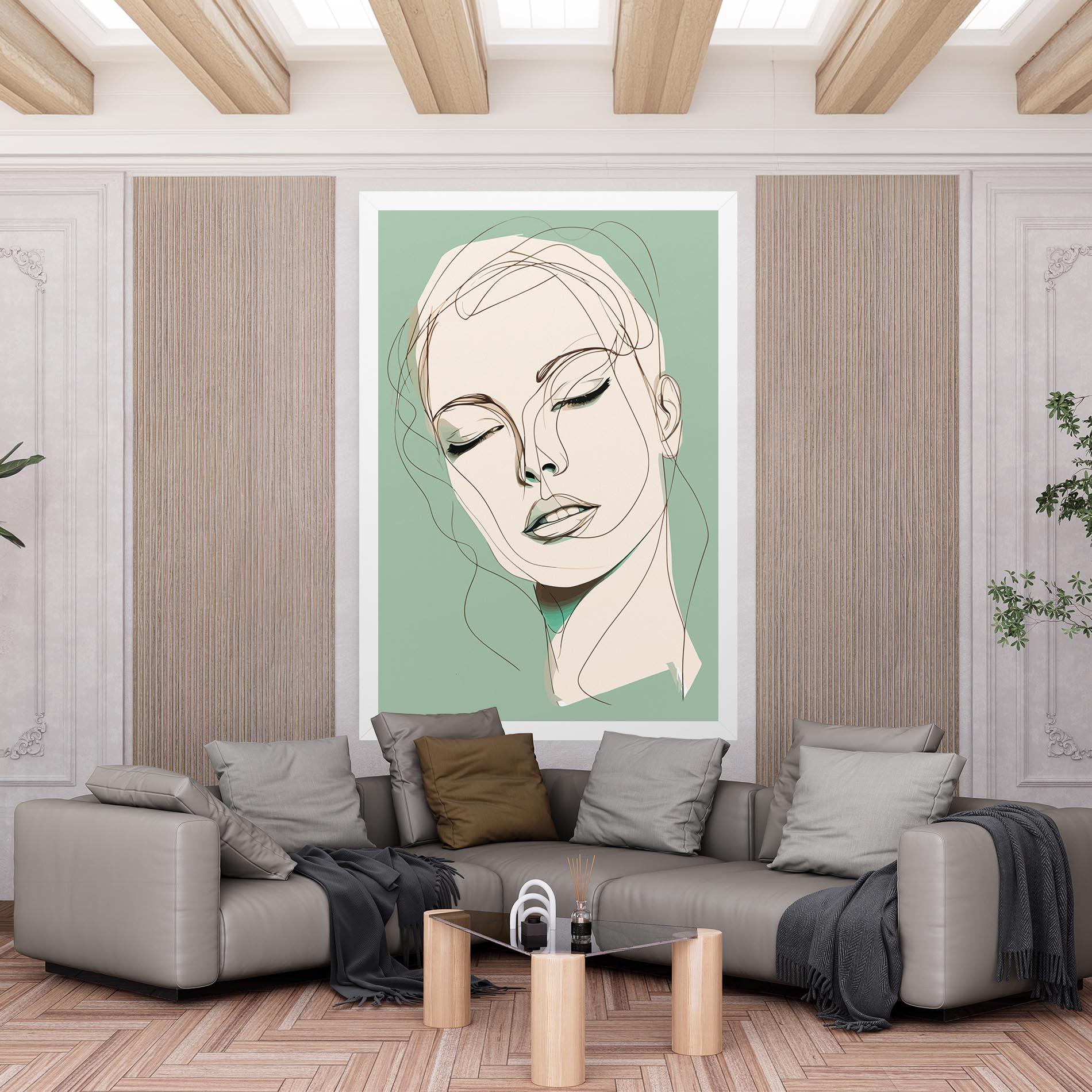 Leinwandbild Green White Face mockup 6