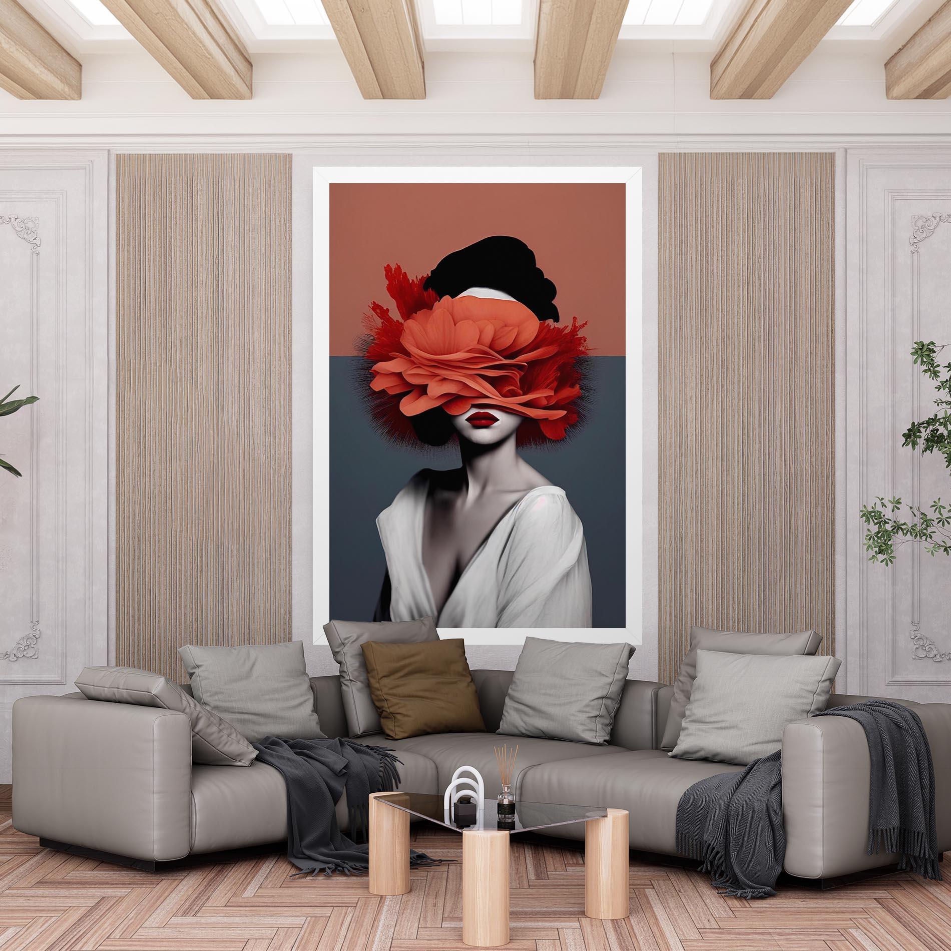 Leinwandbild Red Flower Woman mockup 6