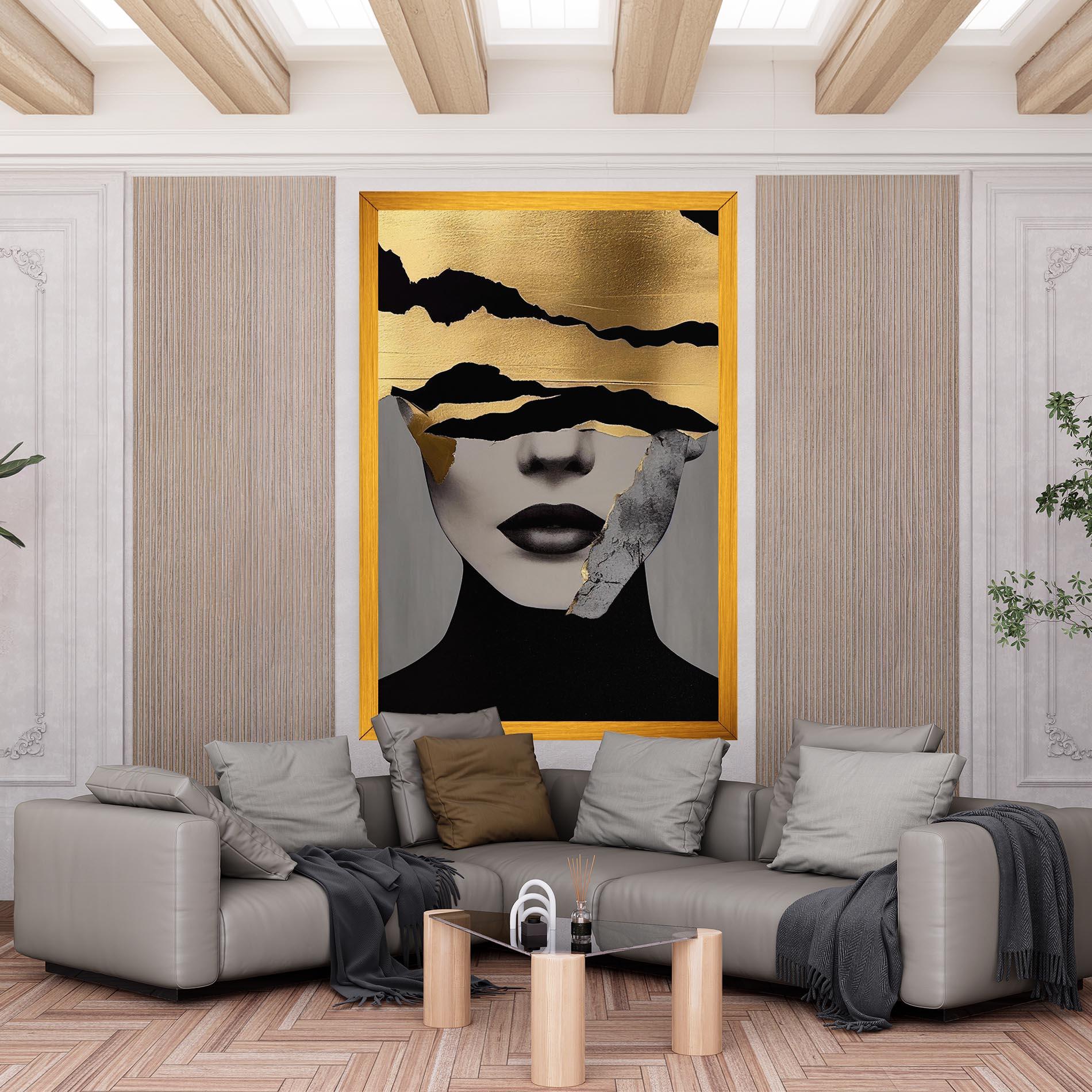 Leinwandbild Modern Golden Paint mockup 6