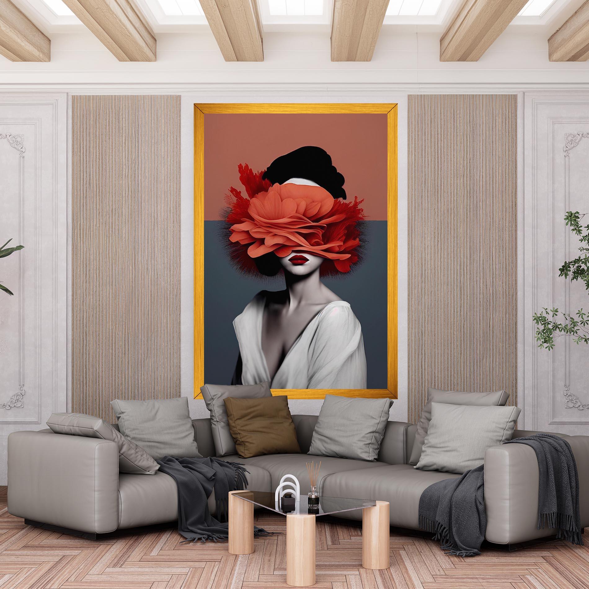 Leinwandbild Red Flower Woman mockup 6