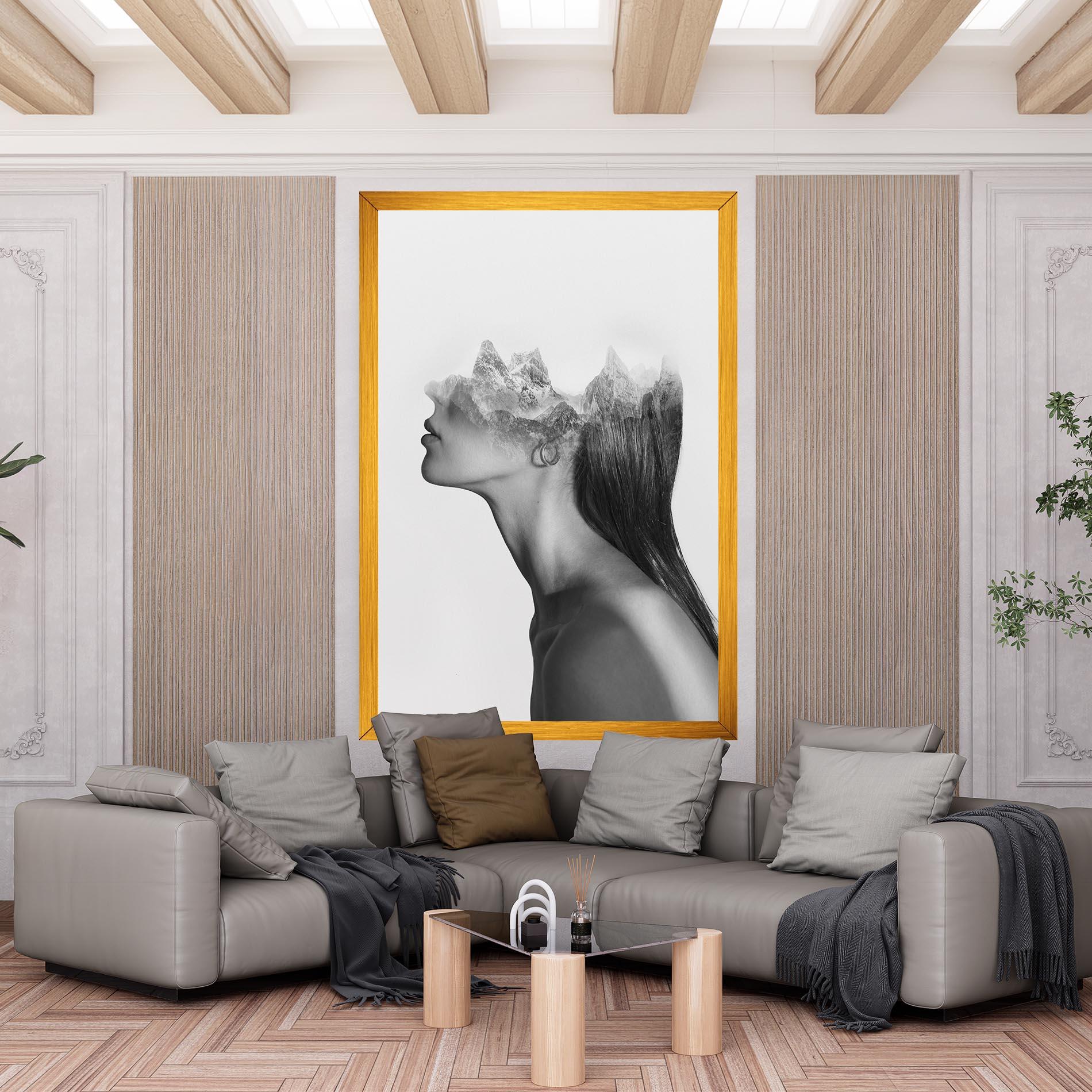 Leinwandbild Woman Mountains View mockup 6