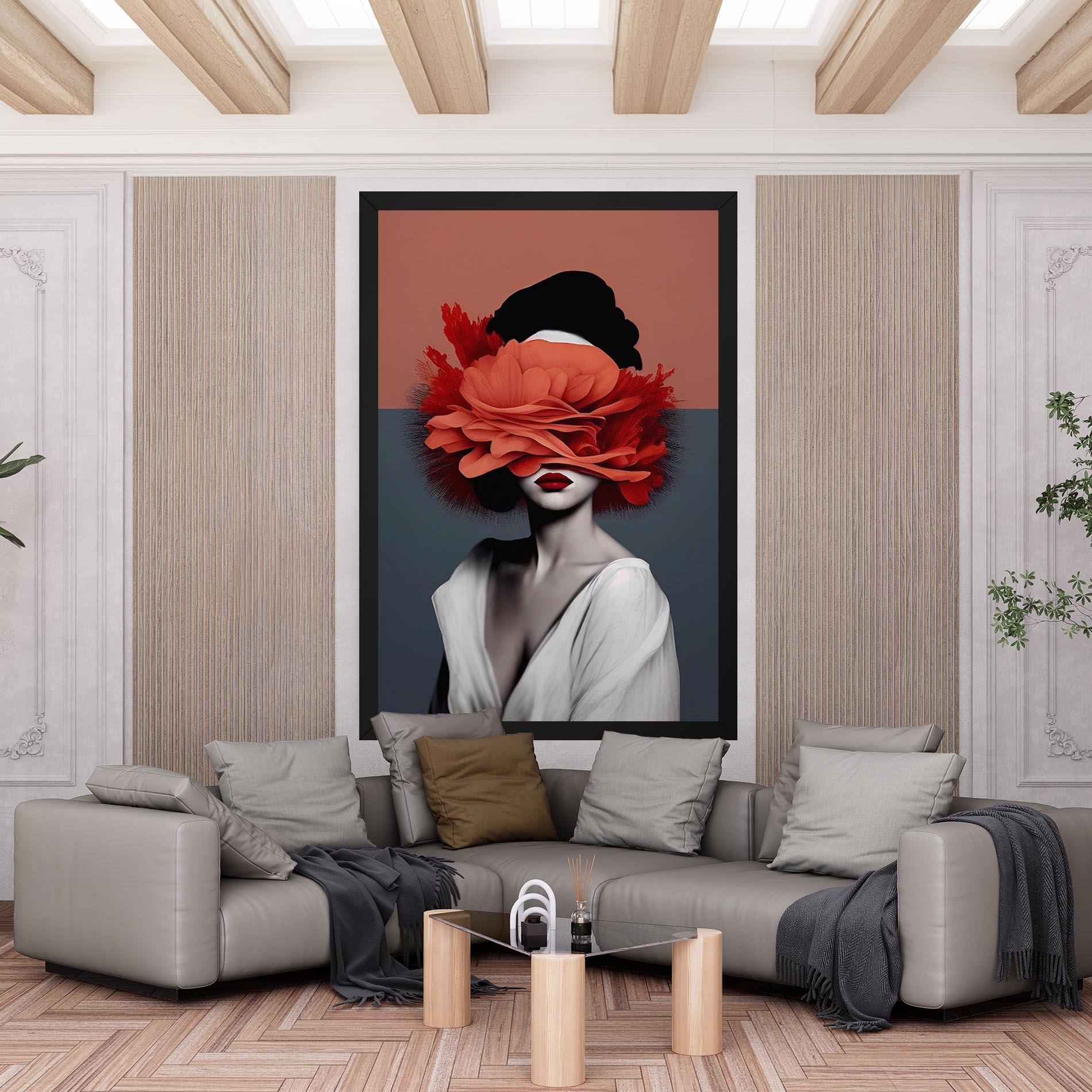 Leinwandbild Red Flower Woman mockup 6