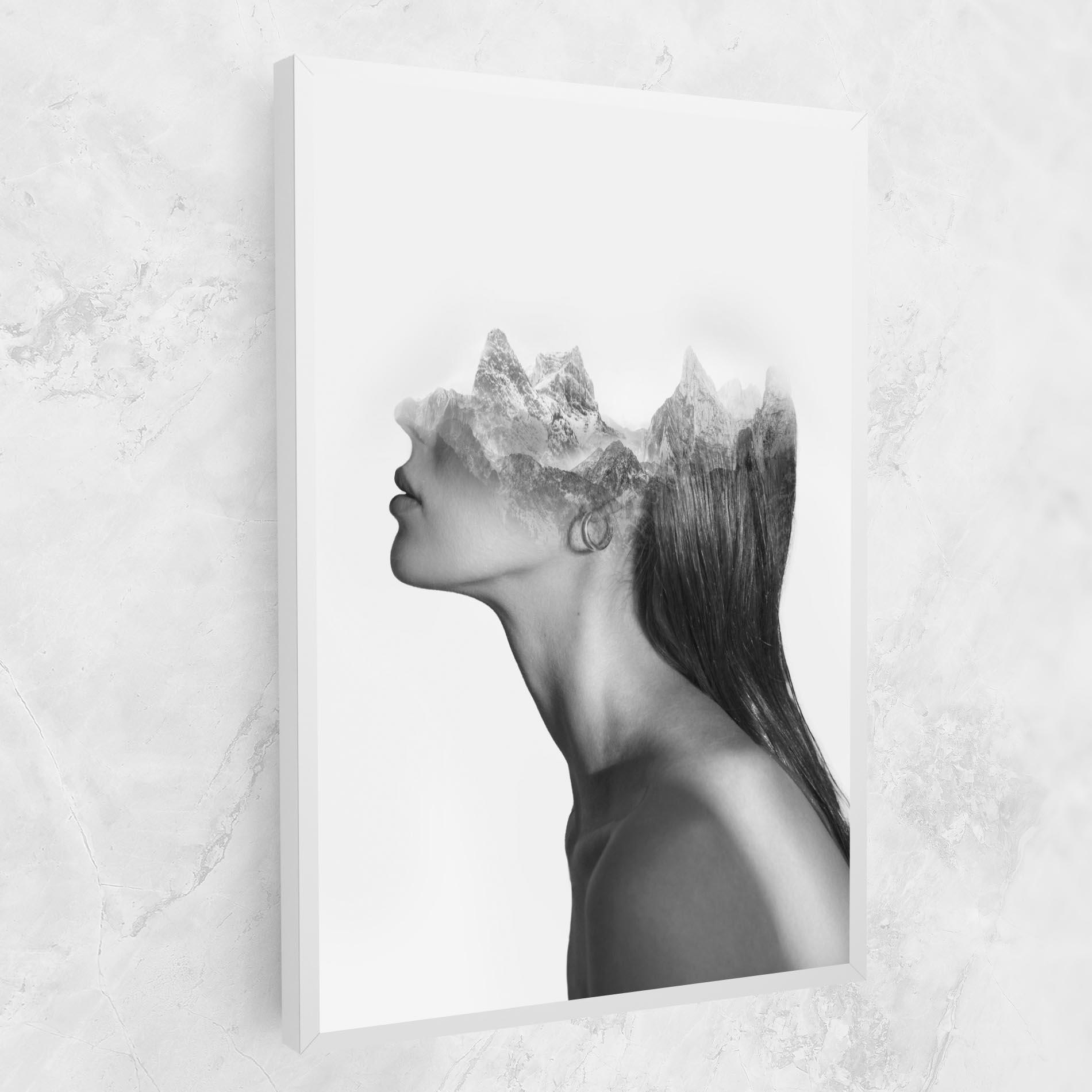 Leinwandbild Woman Mountains View mockup 1