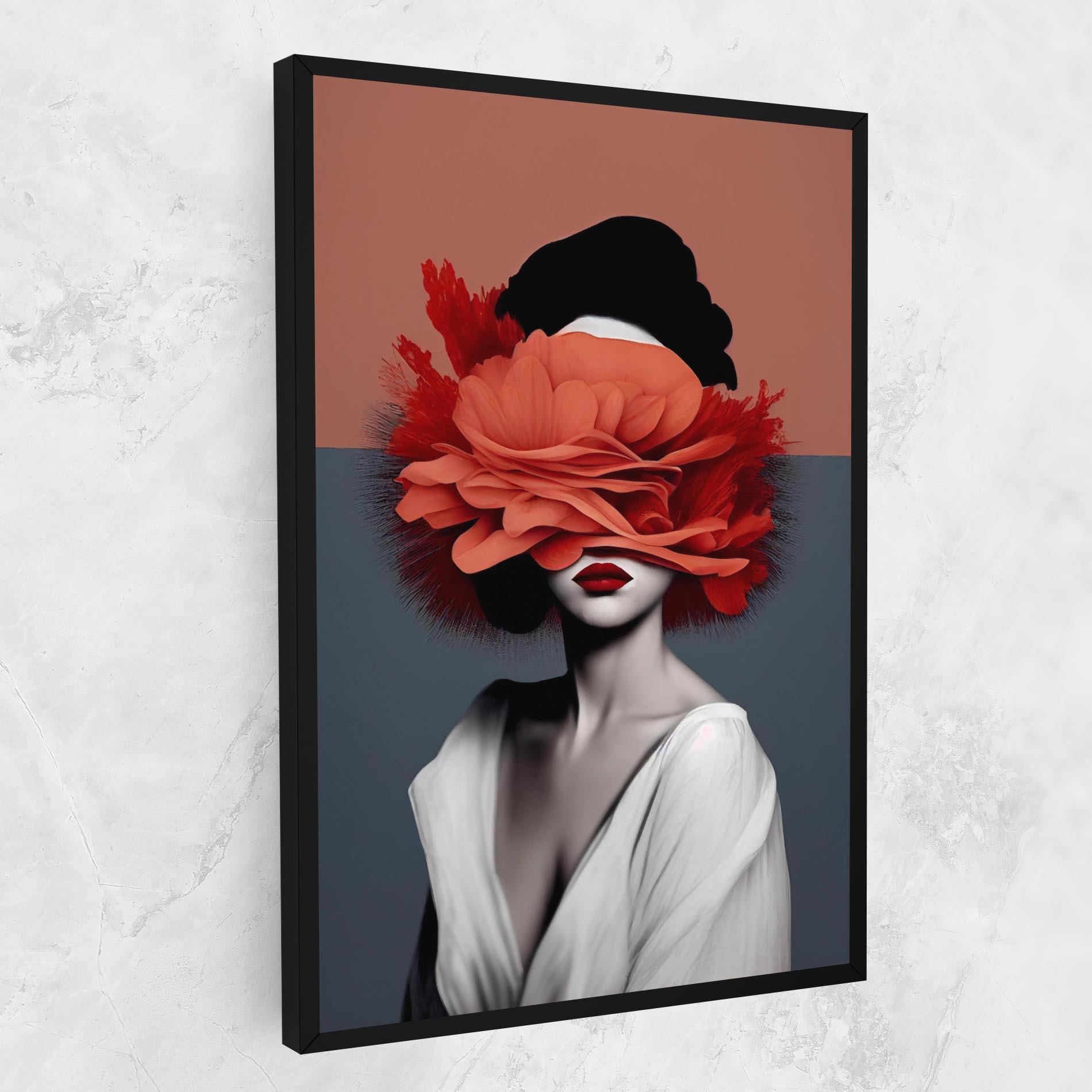 Leinwandbild Red Flower Woman mockup 1