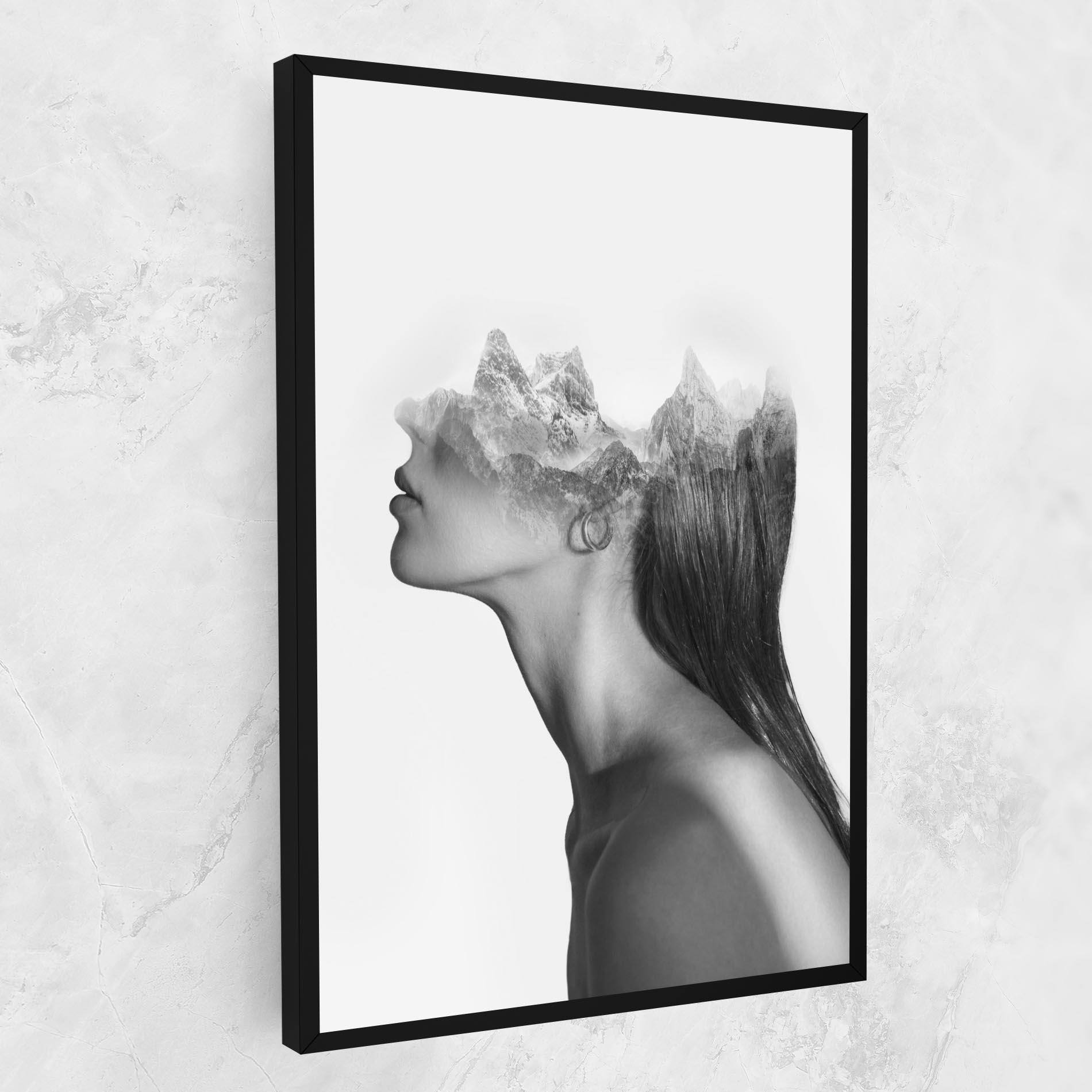 Leinwandbild Woman Mountains View mockup 1