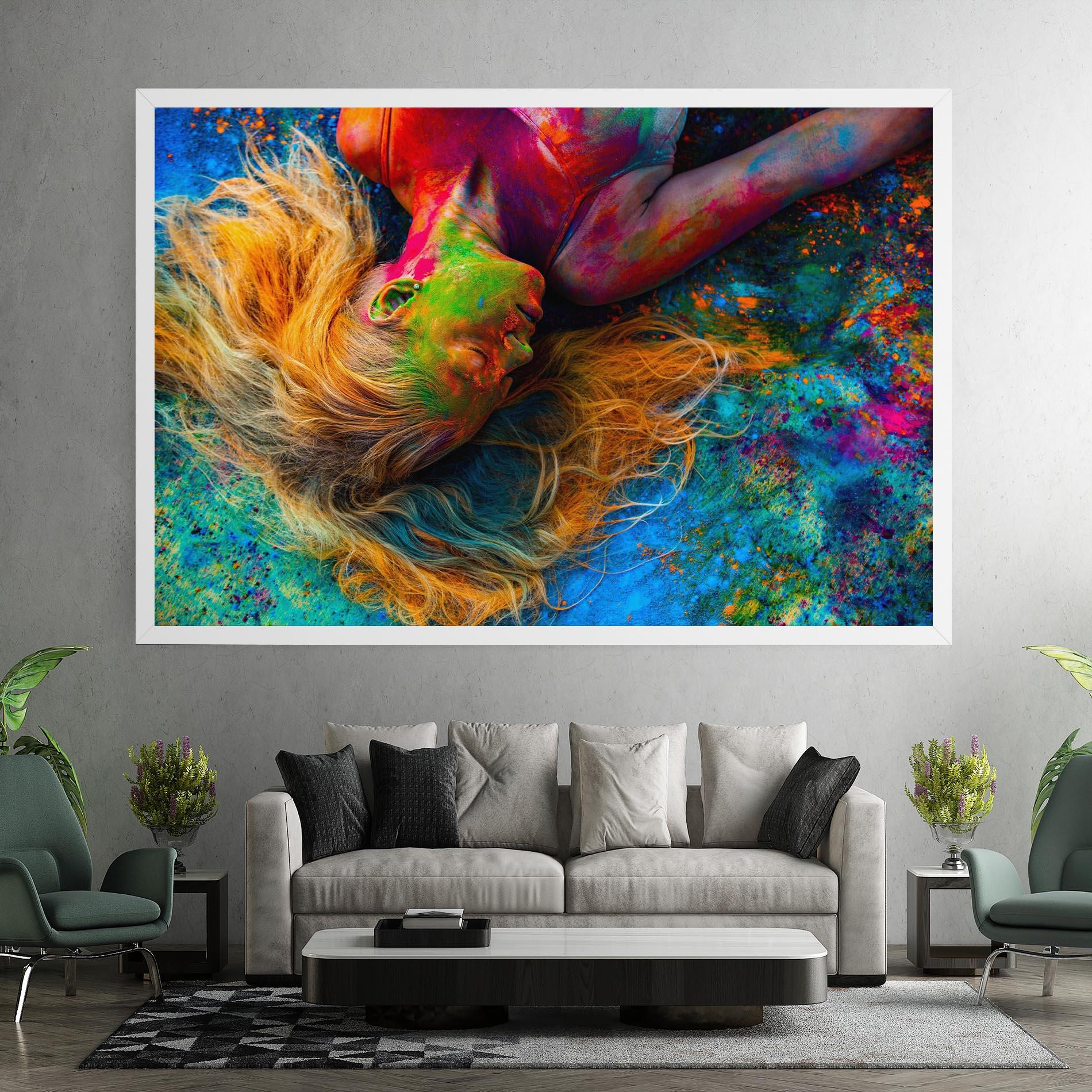 Leinwandbild Powder Holi Woman mockup 7