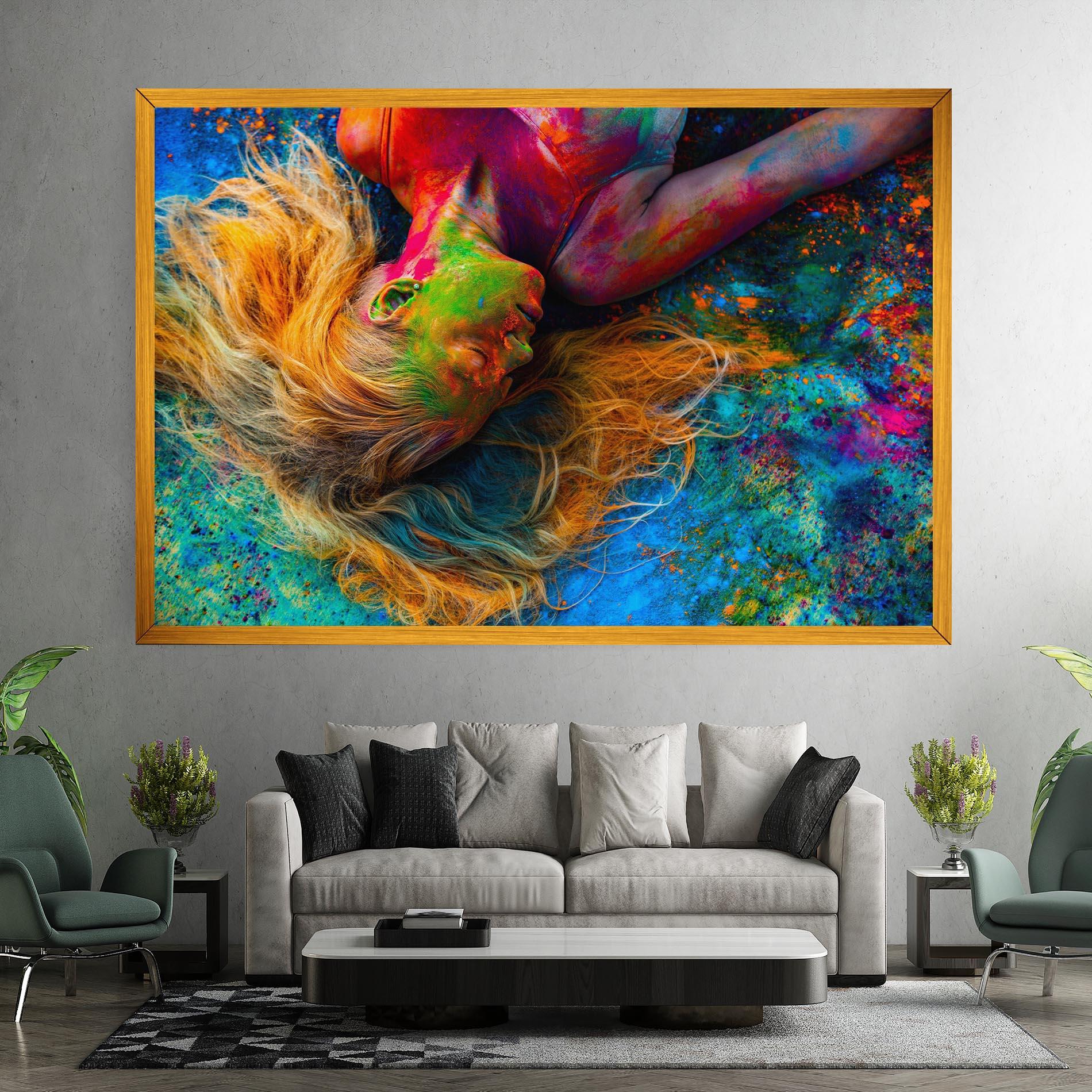 Leinwandbild Powder Holi Woman mockup 7