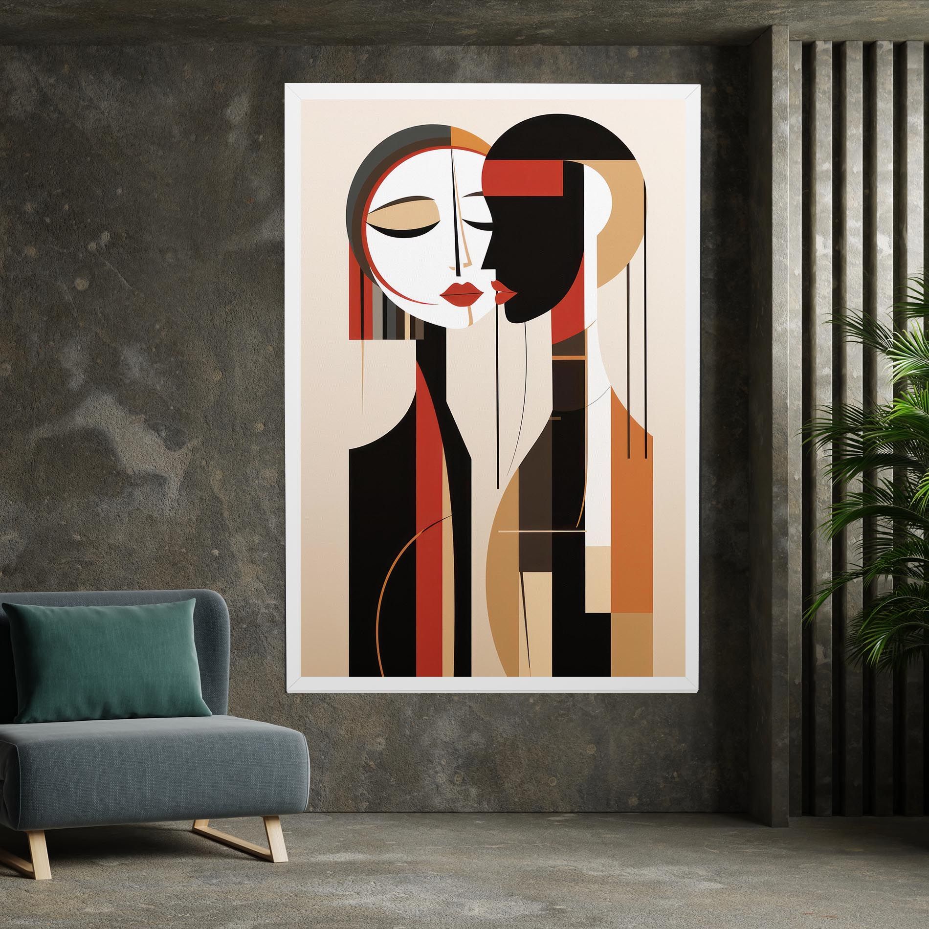 Abstract Couple Kissing mockup 7